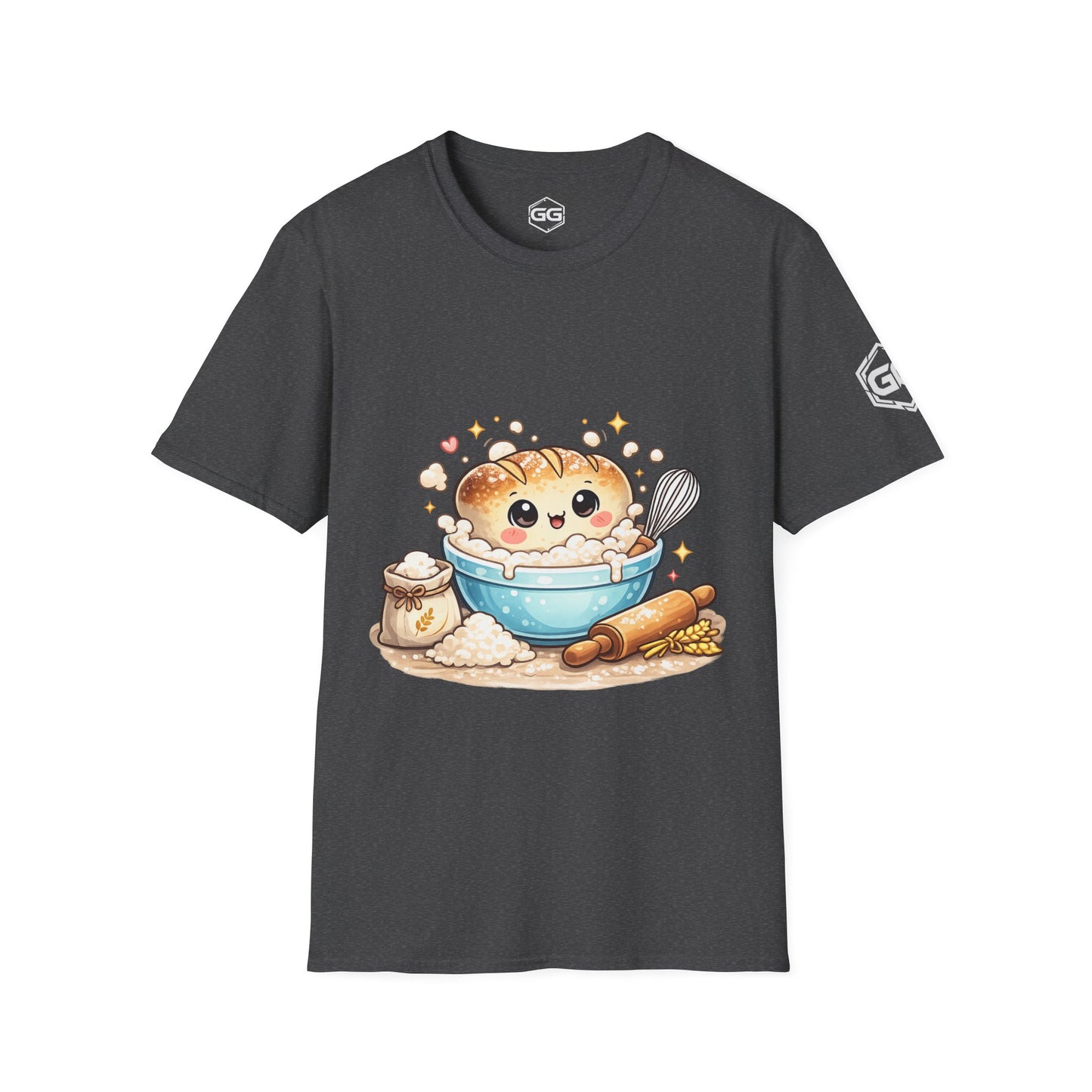front:6 | Sauerteig-Flüsterer T-Shirt – Vorderansicht in Dunkelmeliert
