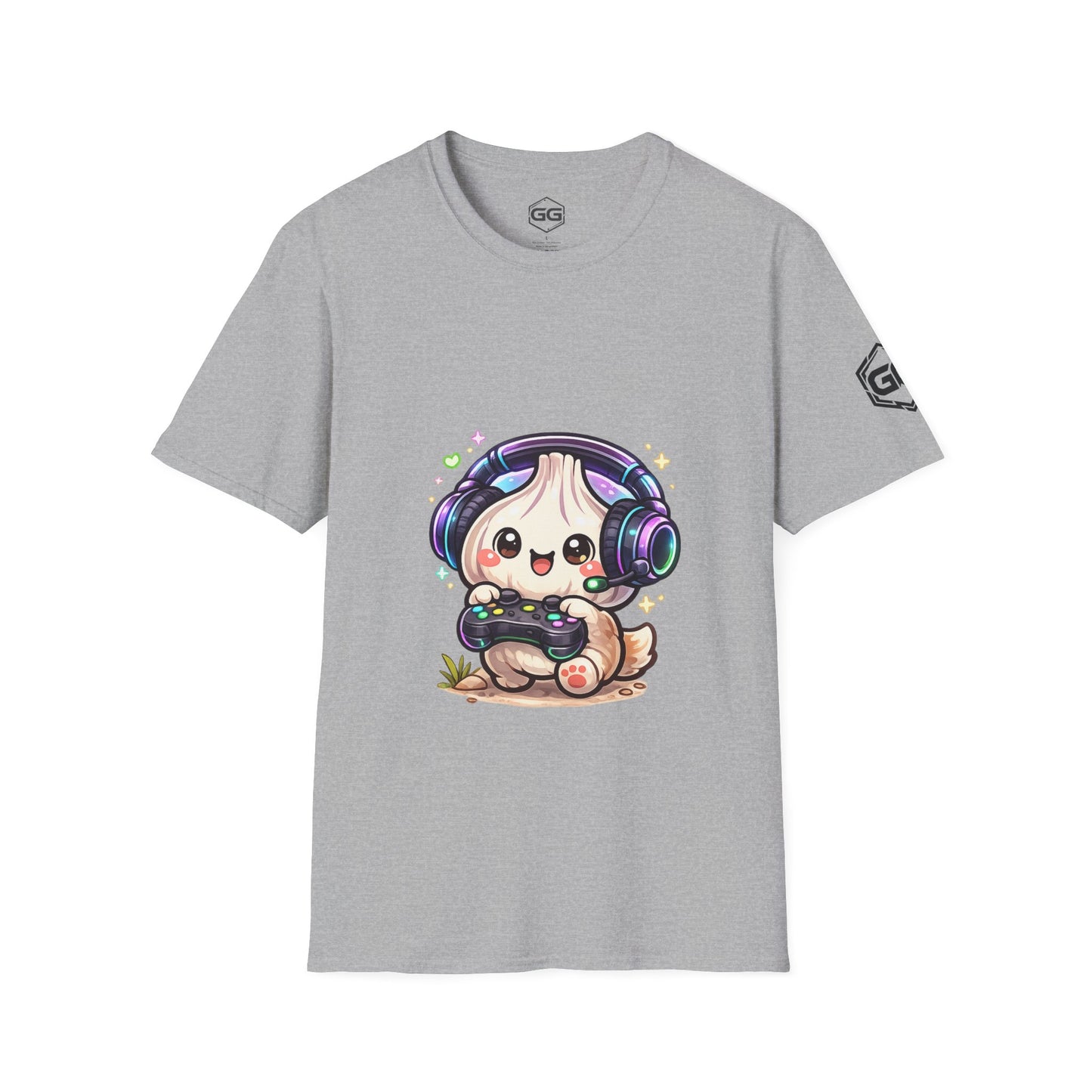 front:2 | Knoblauch Gamer – Lustiges Gaming T-Shirt – Vorderansicht in Sportgrau
