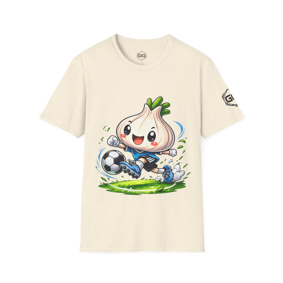 front:4 | Garlic Soccer Player T-Shirt – Vorderansicht in Natur