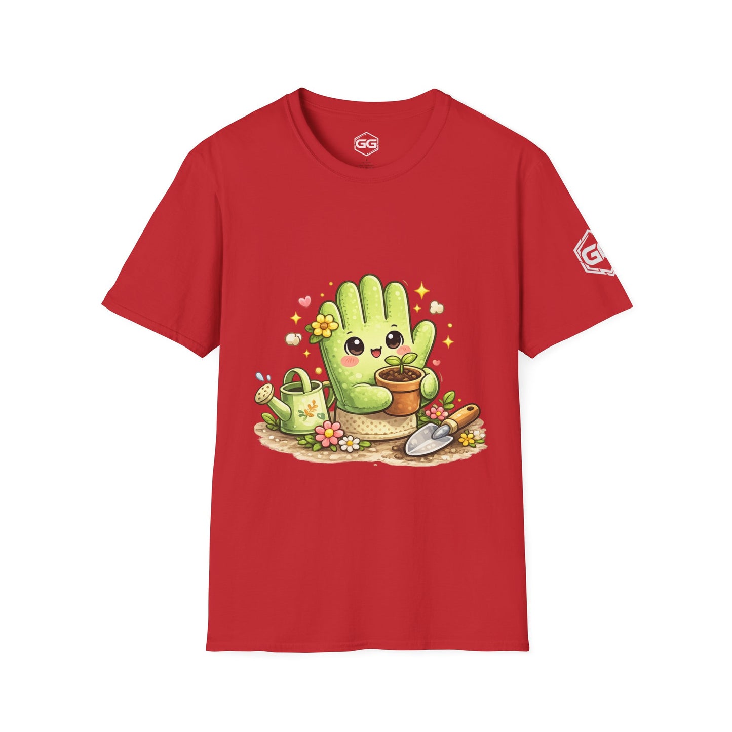 front:10 | Grüner Daumen T-Shirt – Vorderansicht in Rot
