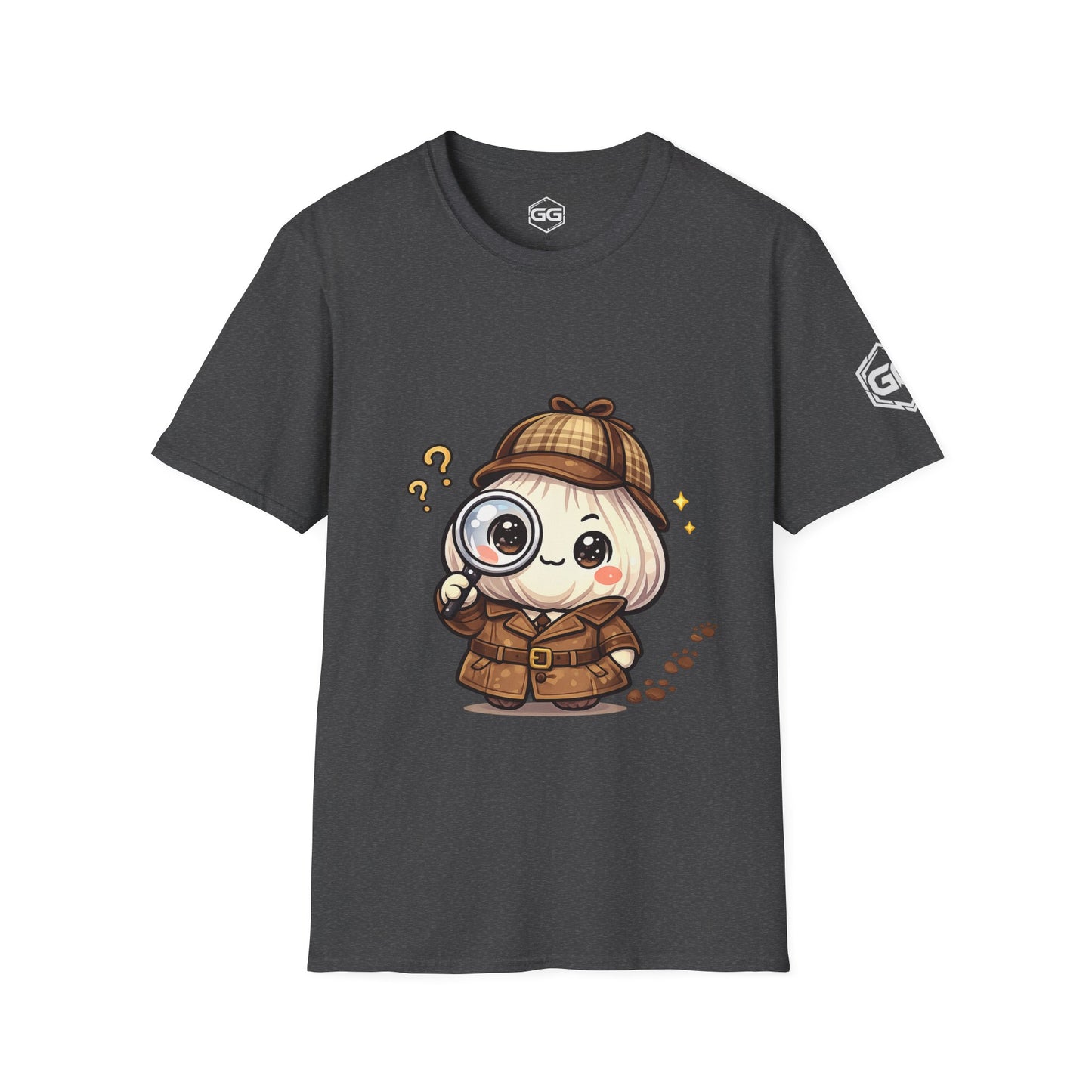 front:6 | Garlic Detective T-Shirt – Vorderansicht in Dunkelmeliert