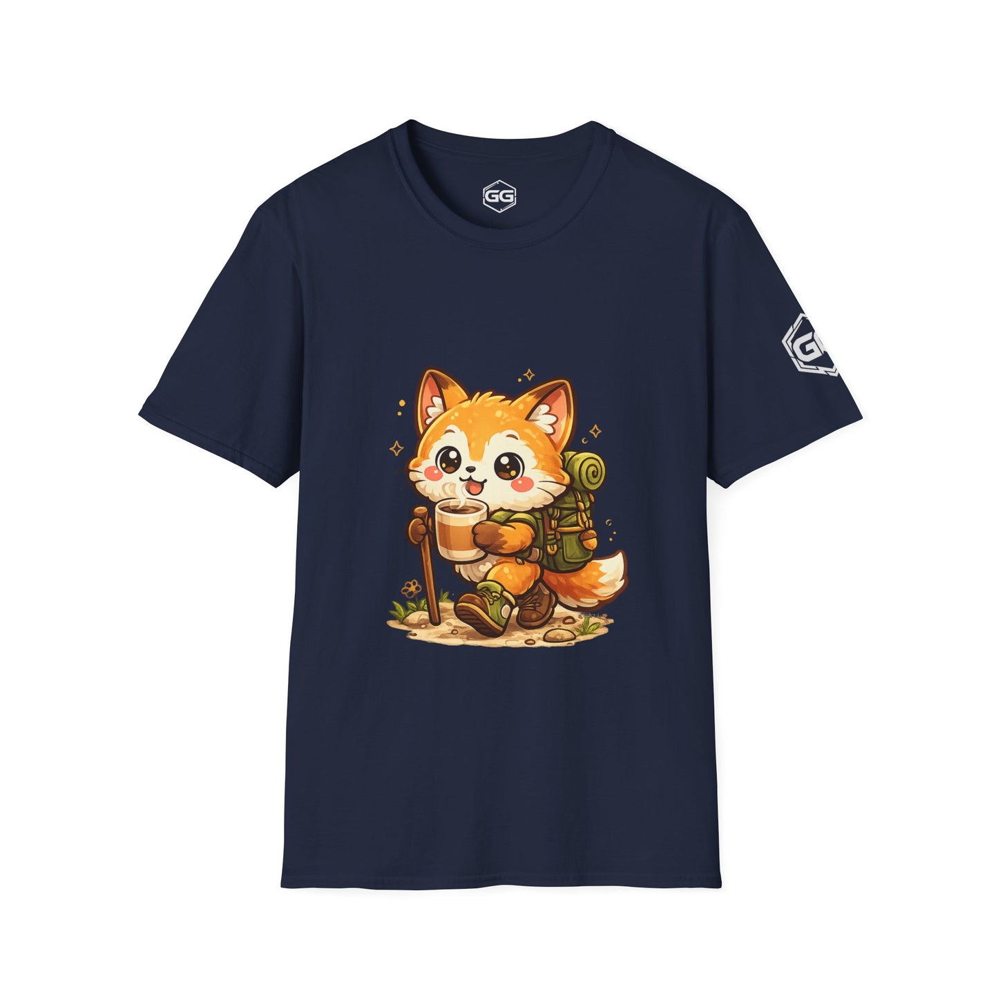 front:9 | Fuchs Wandern – Abenteuer T-Shirt – Vorderansicht in Navy