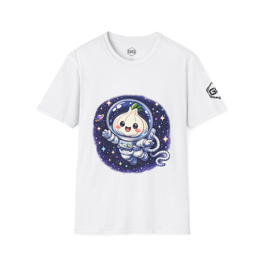 front:0 | Knoblauch Astronaut T-Shirt – Vorderansicht in Weiß