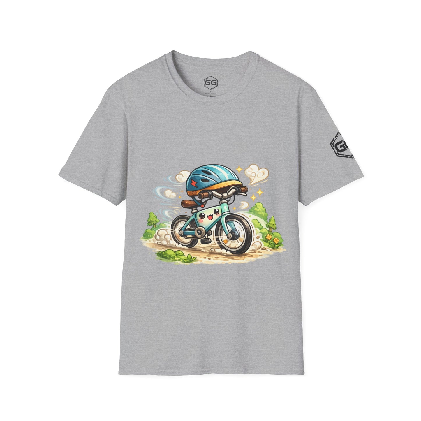 front:2 | Radl-Wahnsinn T-Shirt – Vorderansicht in Sportgrau