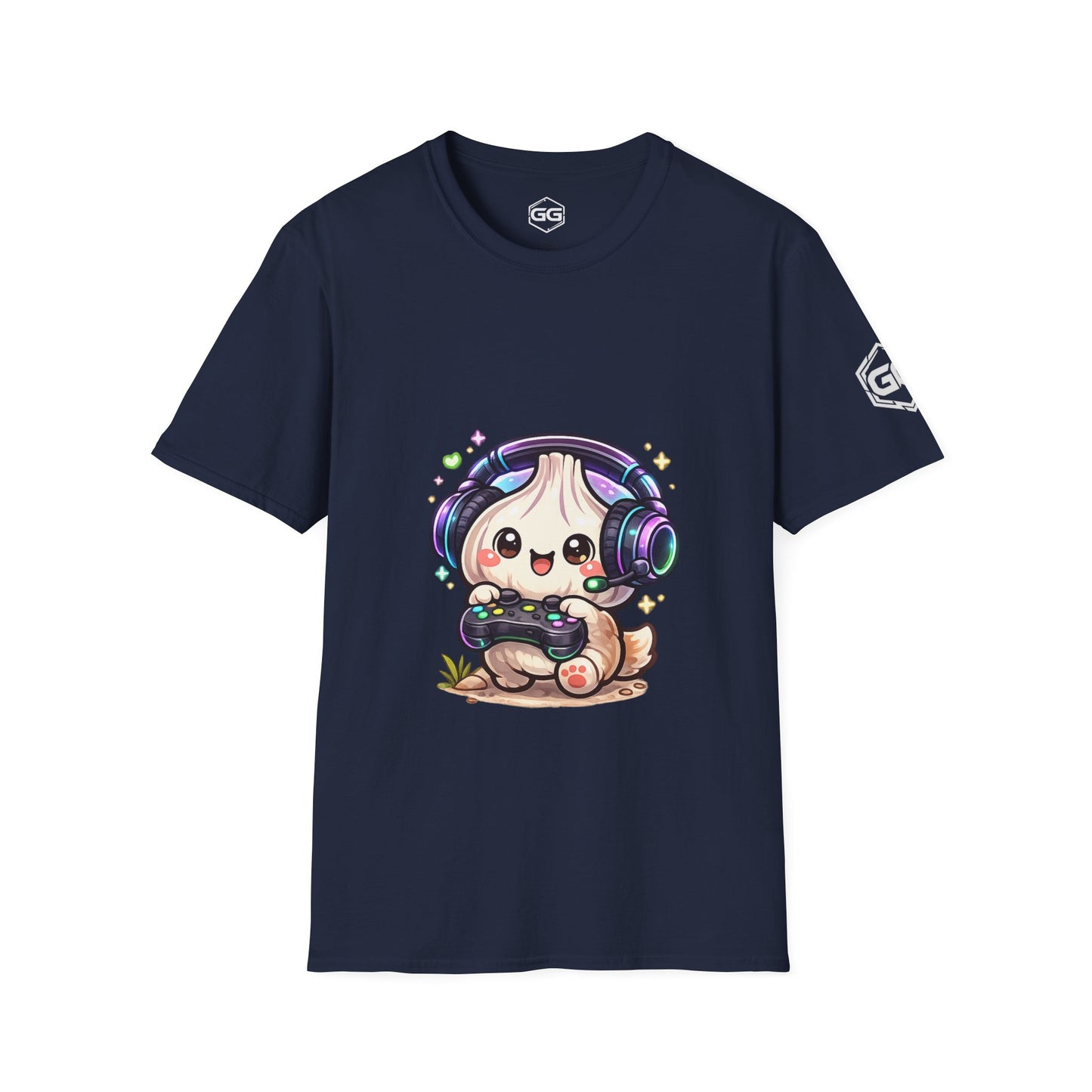 front:9 | Knoblauch Gamer – Lustiges Gaming T-Shirt – Vorderansicht in Navy