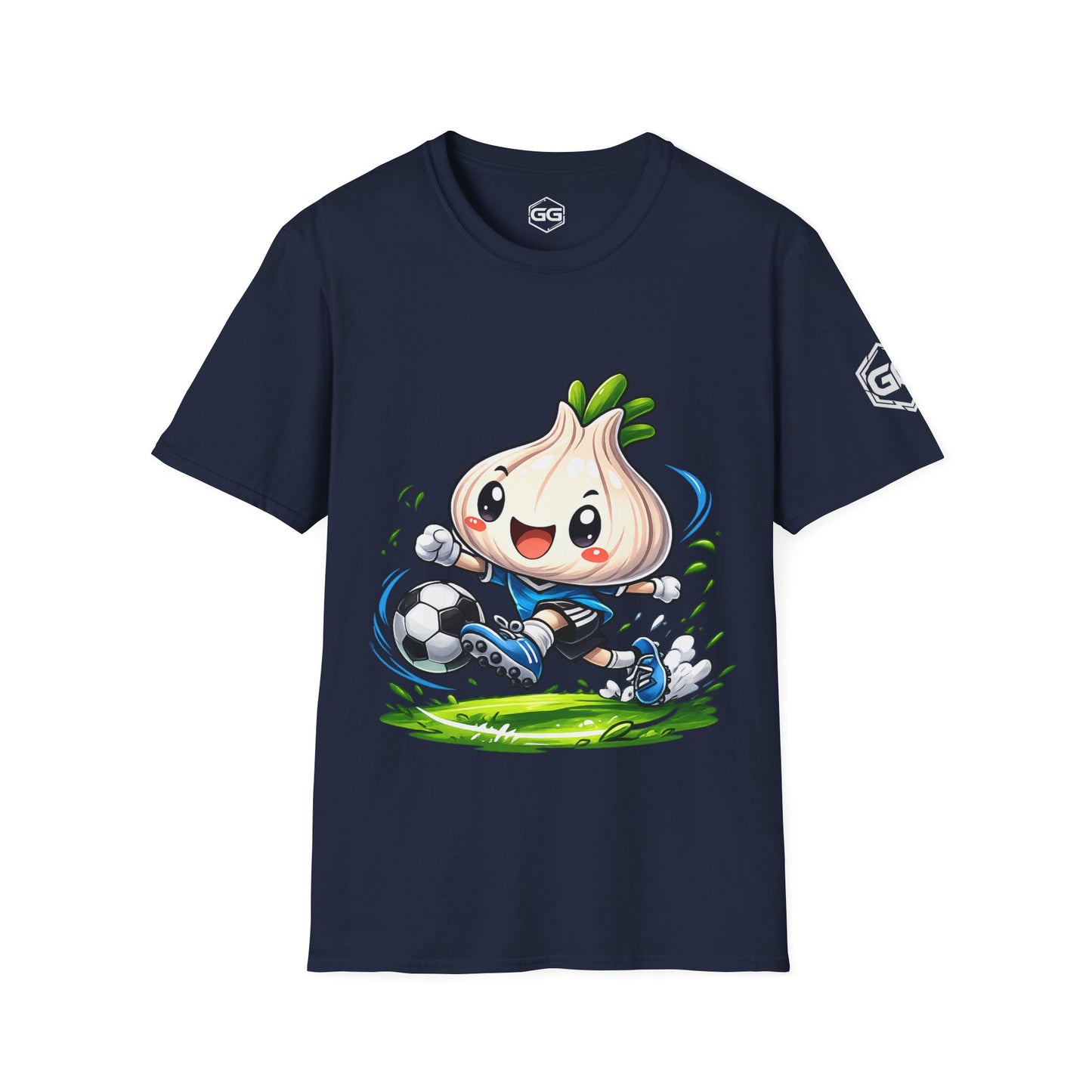 front:9 | Garlic Soccer Player T-Shirt – Vorderansicht in Navy