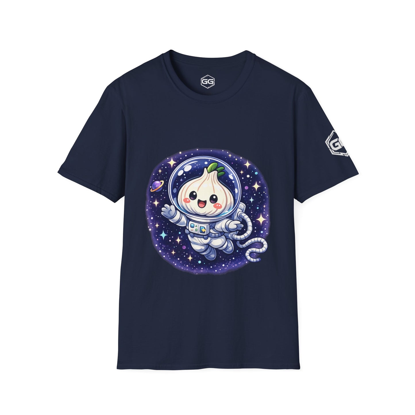 front:9 | Knoblauch Astronaut T-Shirt – Vorderansicht in Navy