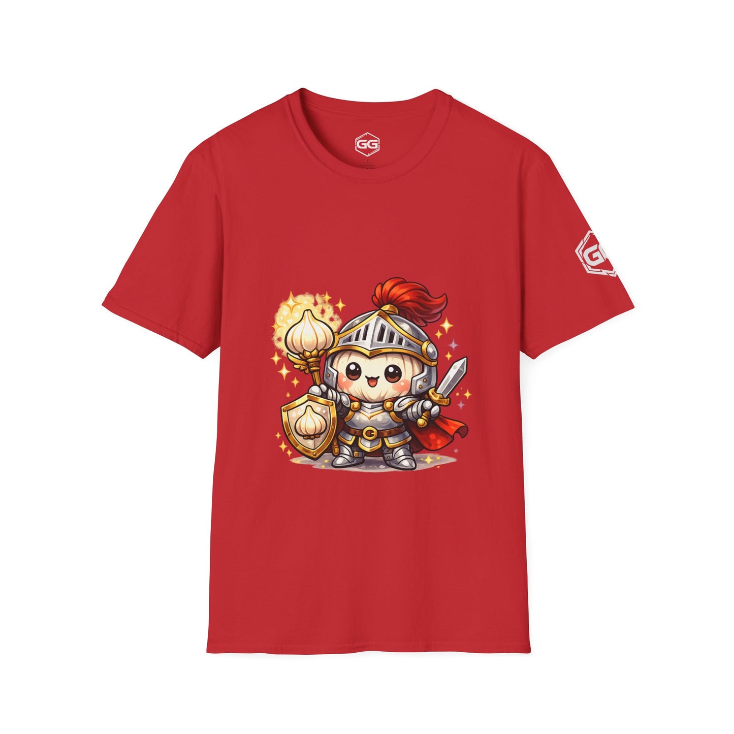 front:10 | Knoblauch Ritter T-Shirt – Vorderansicht in Rot