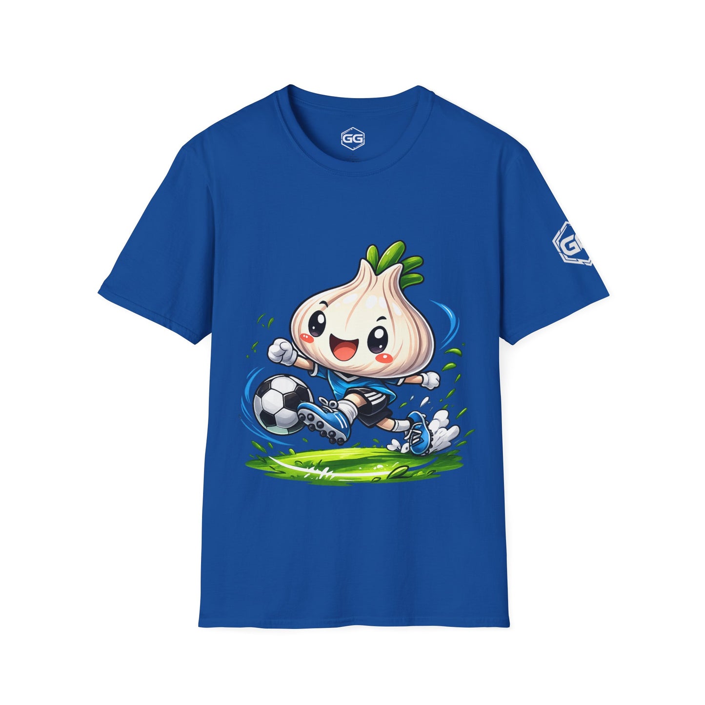 front:8 | Garlic Soccer Player T-Shirt – Vorderansicht in Royalblau