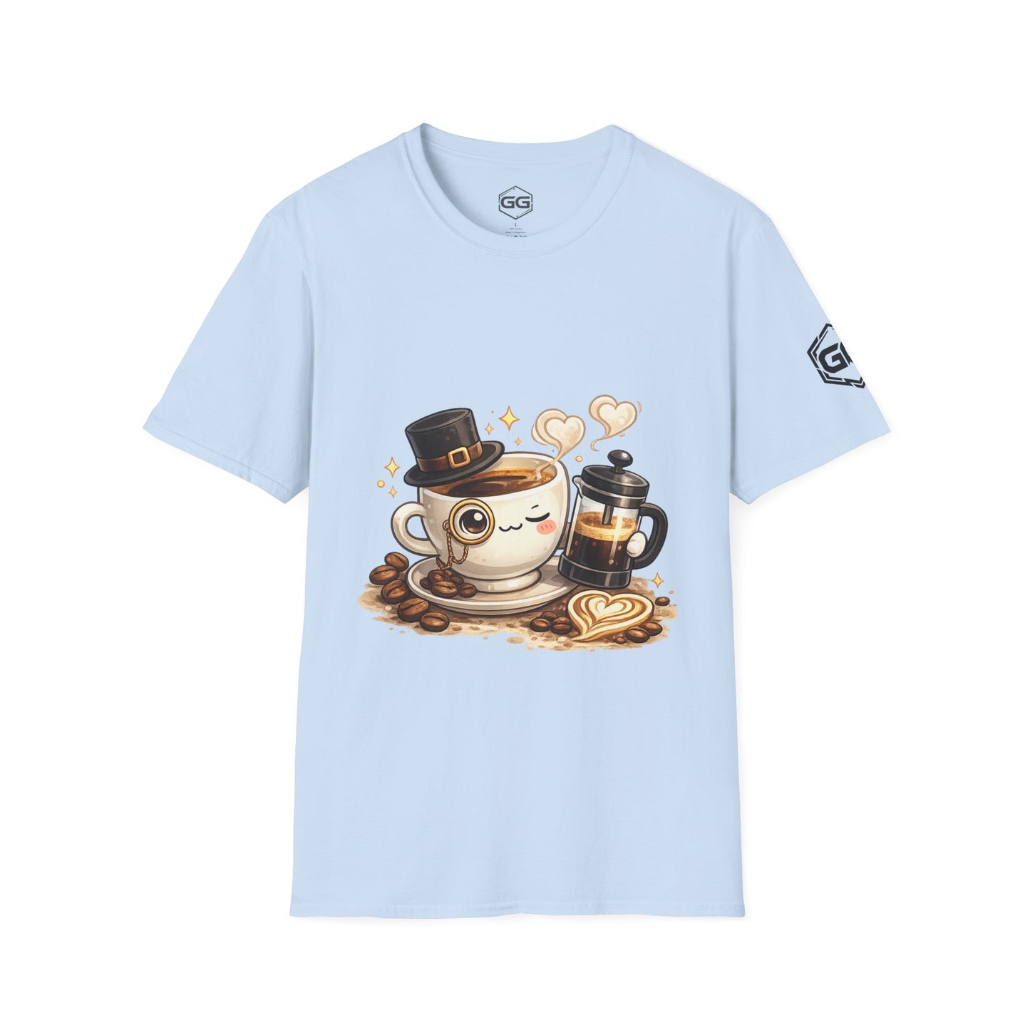 front:7 | Kaffee-Snob T-Shirt – Vorderansicht in Hellblau