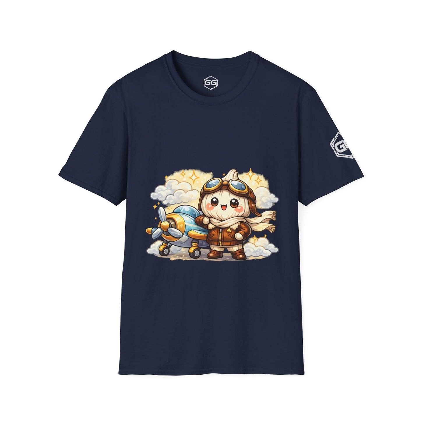 front:9 | Knoblauch Pilot T-Shirt – Vorderansicht in Marineblau