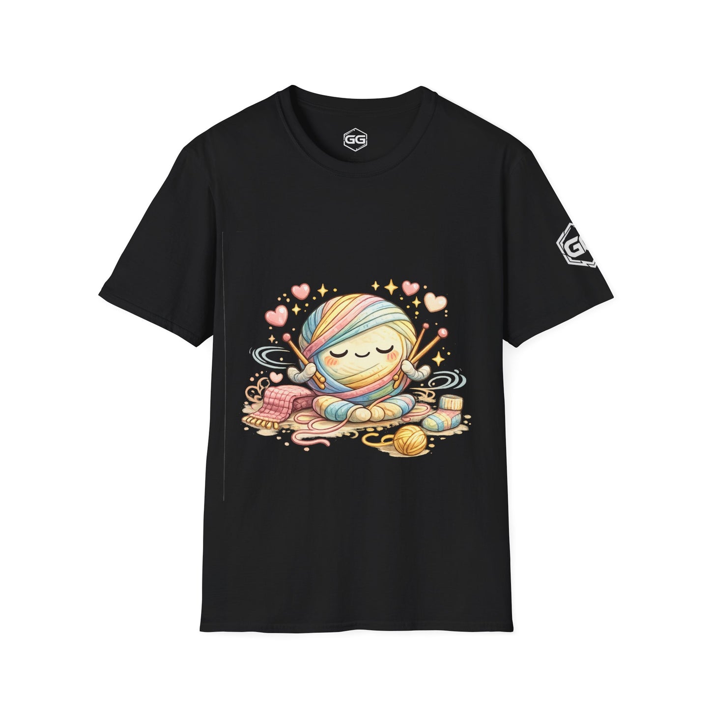 front:1 | Stricken ist mein Yoga T-Shirt – Vorderansicht in Schwarz