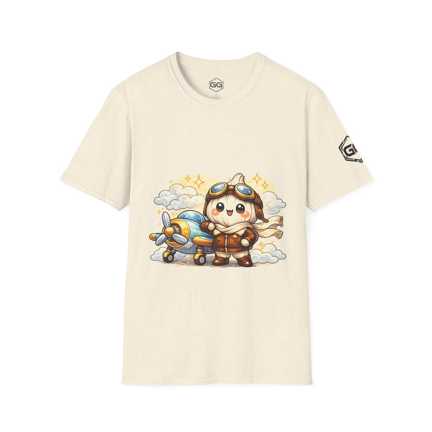 front:4 | Knoblauch Pilot T-Shirt – Vorderansicht in Naturweiß