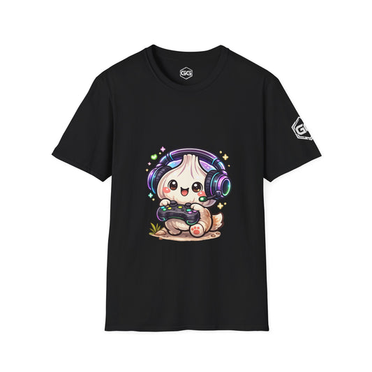 front:1 | Knoblauch Gamer – Lustiges Gaming T-Shirt – Vorderansicht in Schwarz