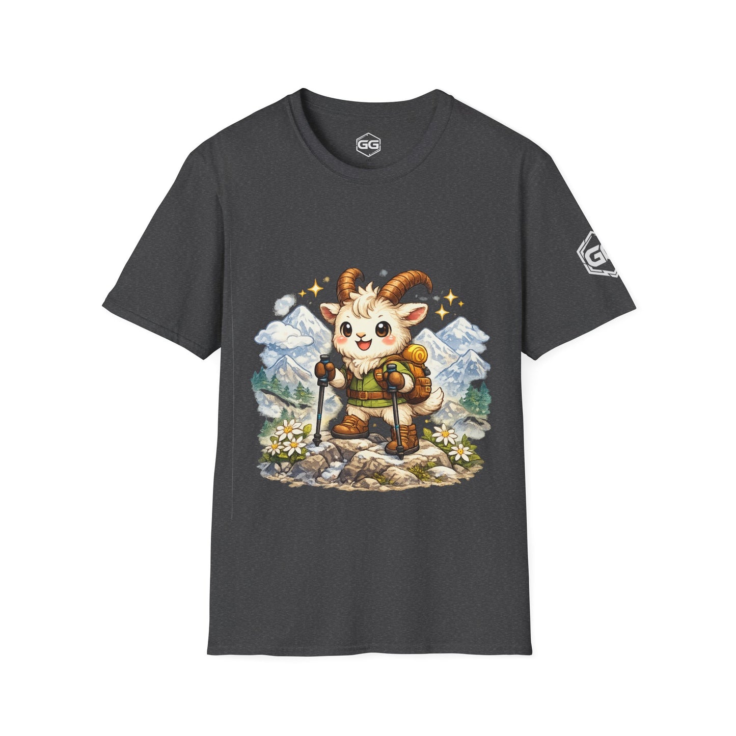 front:6 | Bergziege T-Shirt – Vorderansicht in Dunkelmeliert