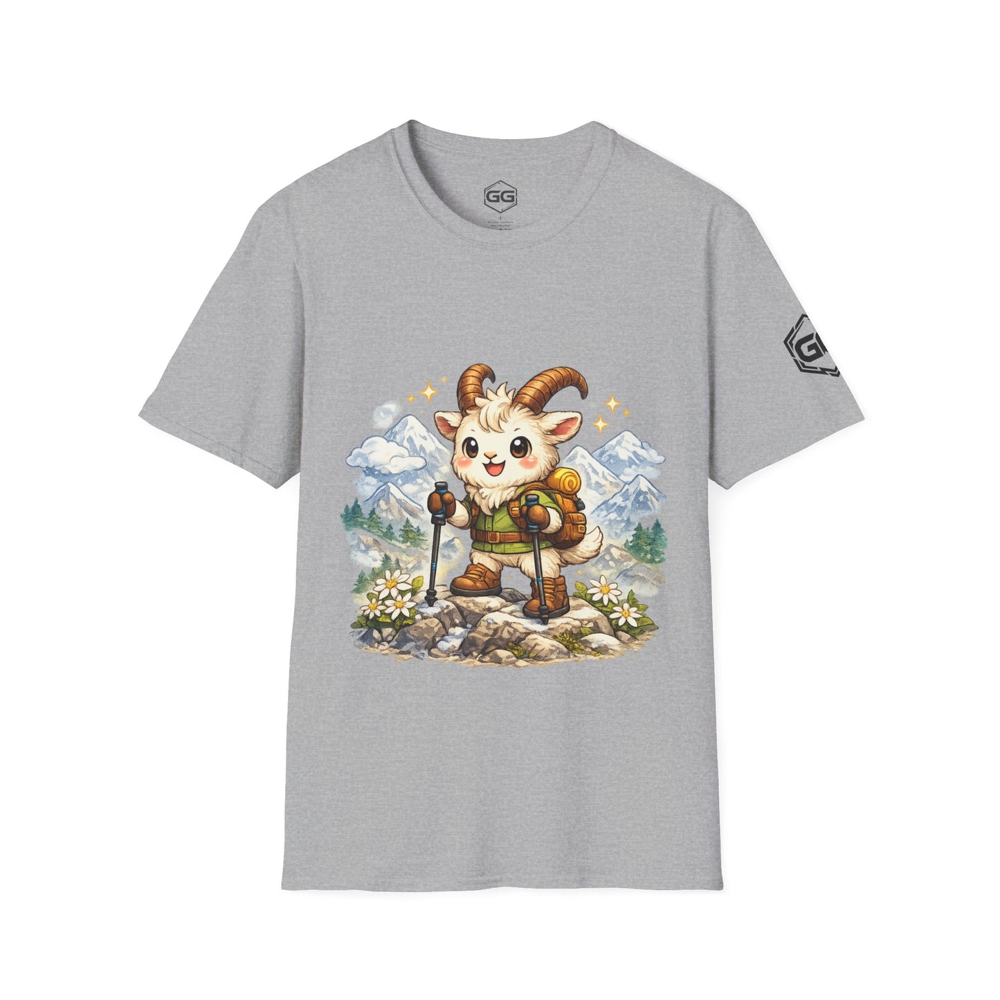 front:2 | Bergziege T-Shirt – Vorderansicht in Sportgrau