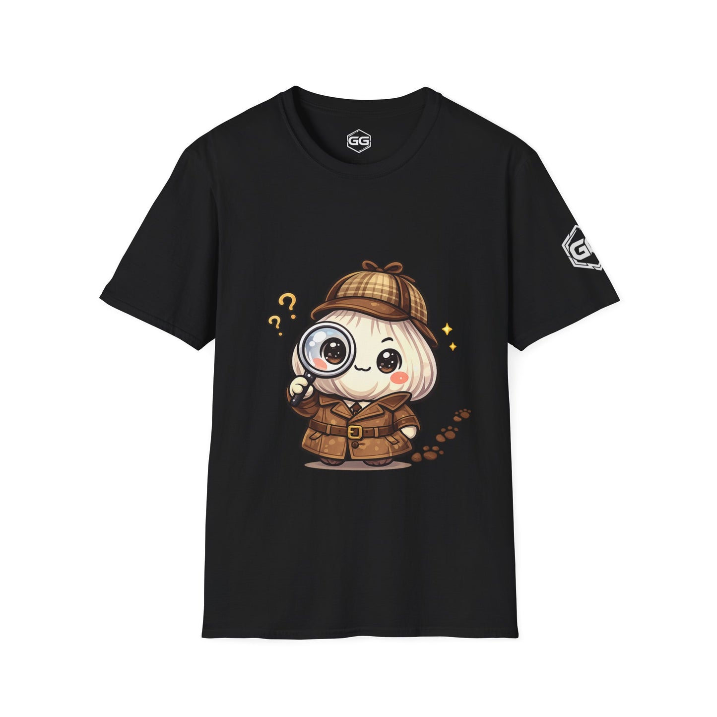 front:1 | Garlic Detective T-Shirt – Vorderansicht in Schwarz