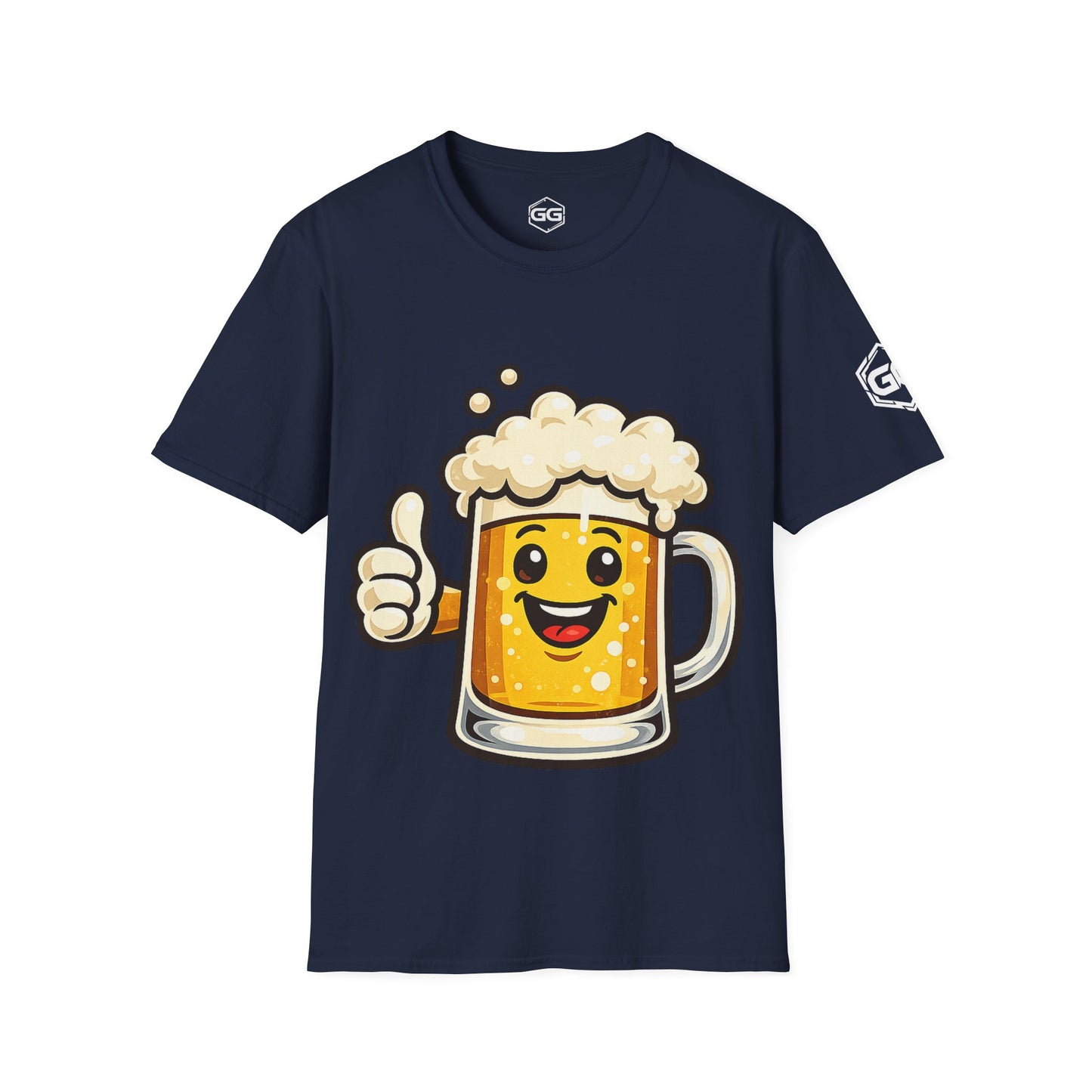 front:9 | Lustiger Bierkrug – Unisex T-Shirt – Vorderansicht in Navy