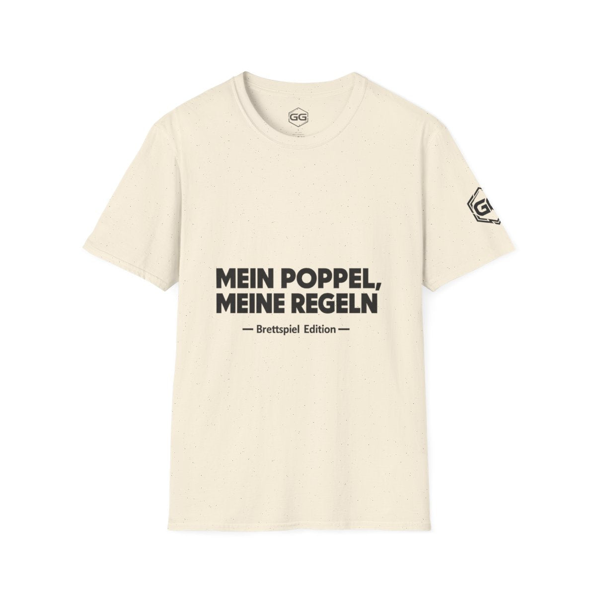 front:4 | My Meeple, My Rules T-Shirt — Board Game Edition – Vorderansicht in Natur