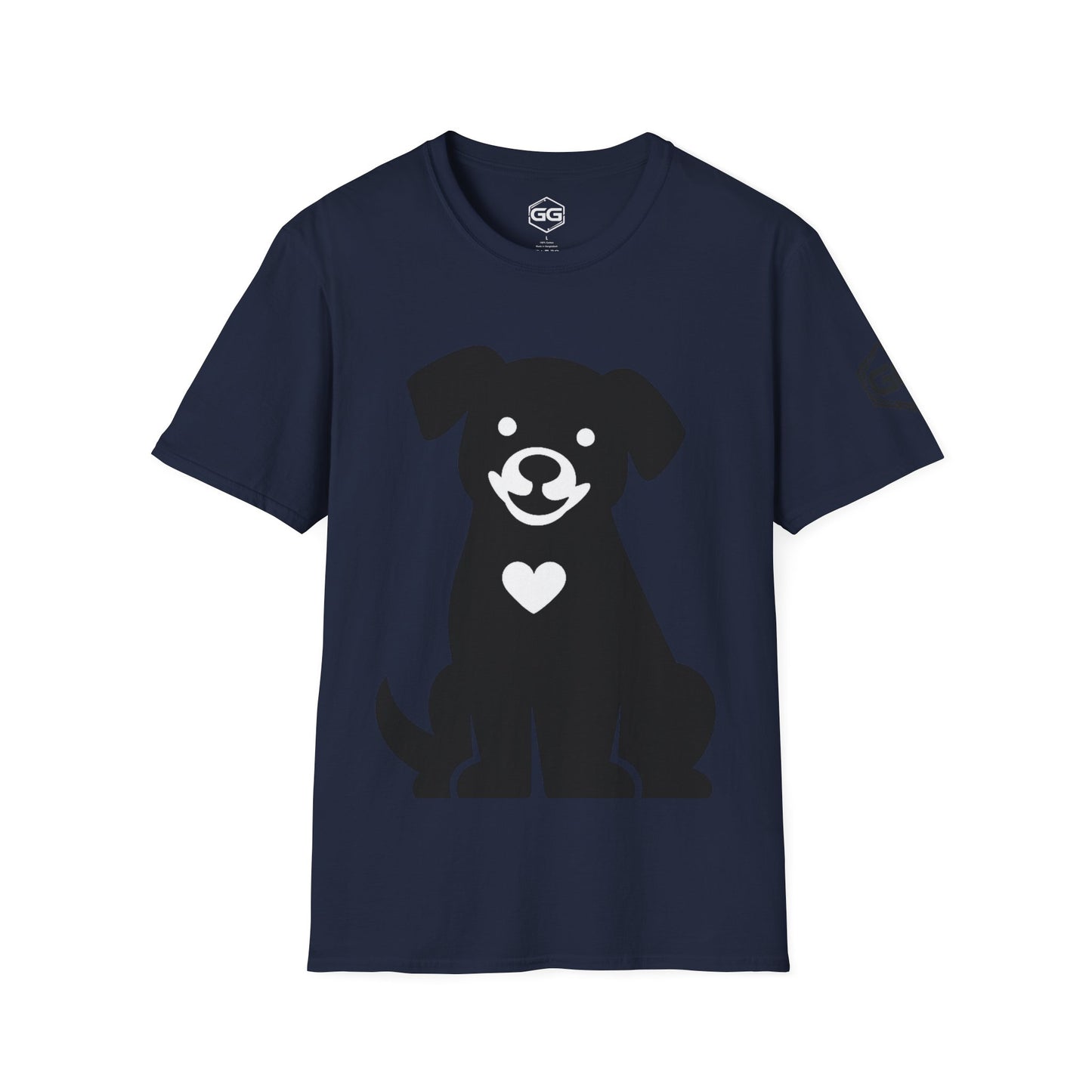 front:10 | Hund umarmt Herz – Unisex T-Shirt – Vorderansicht in Rot
