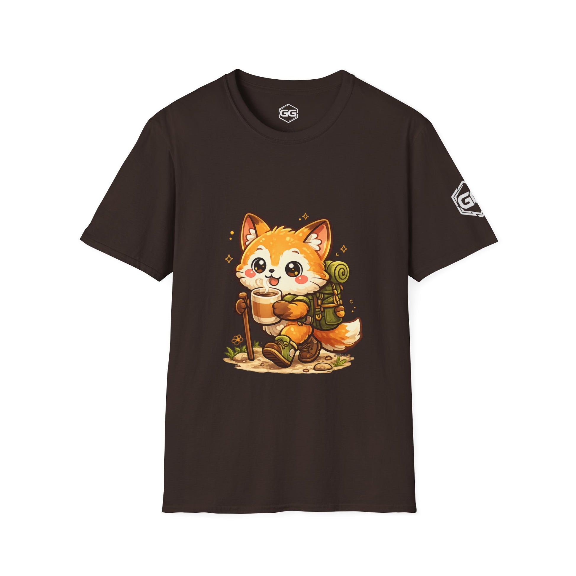 front:3 | Fuchs Wandern – Abenteuer T-Shirt – Vorderansicht in Dunkelbraun