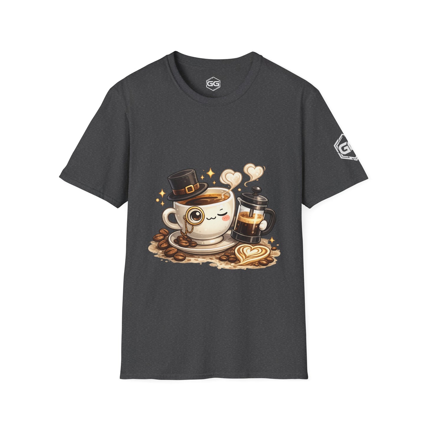 front:6 | Kaffee-Snob T-Shirt – Vorderansicht in Dunkelmeliert