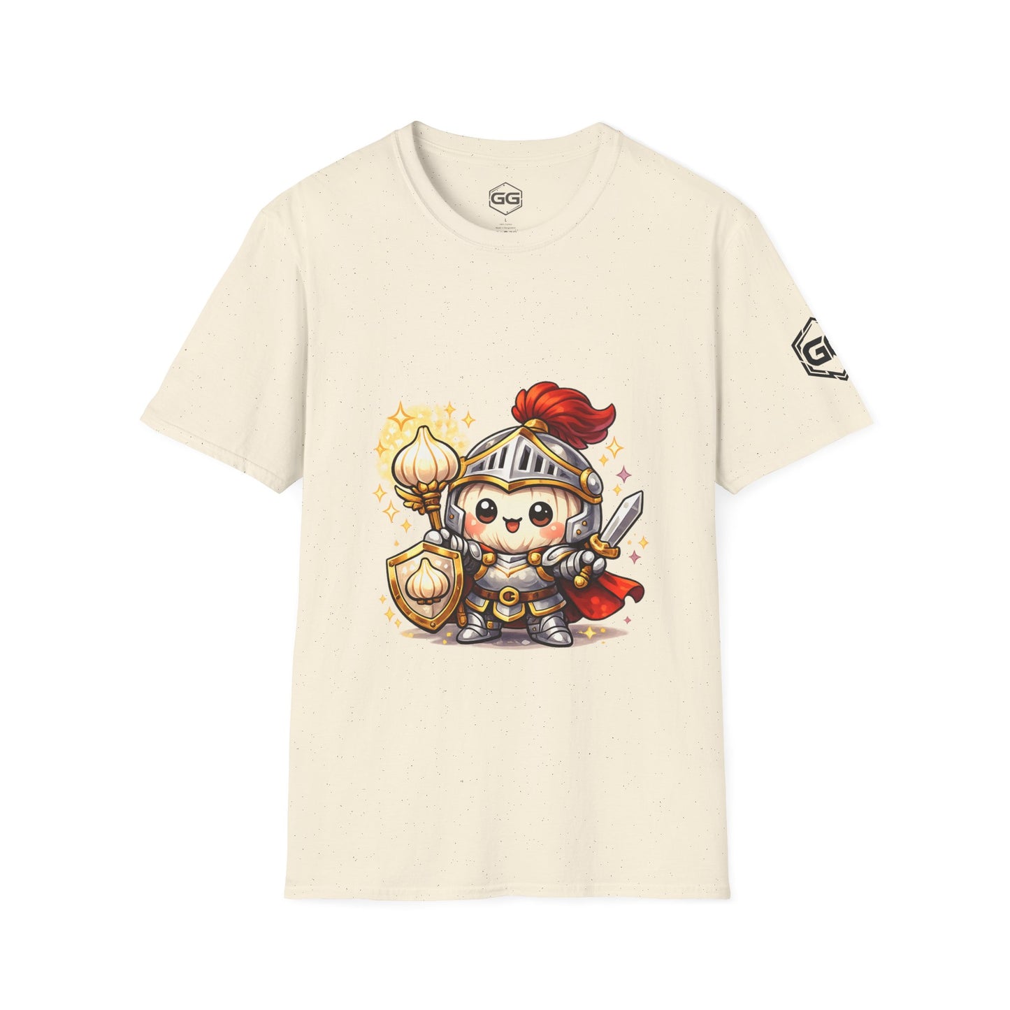 front:4 | Knoblauch Ritter T-Shirt – Vorderansicht in Naturweiß