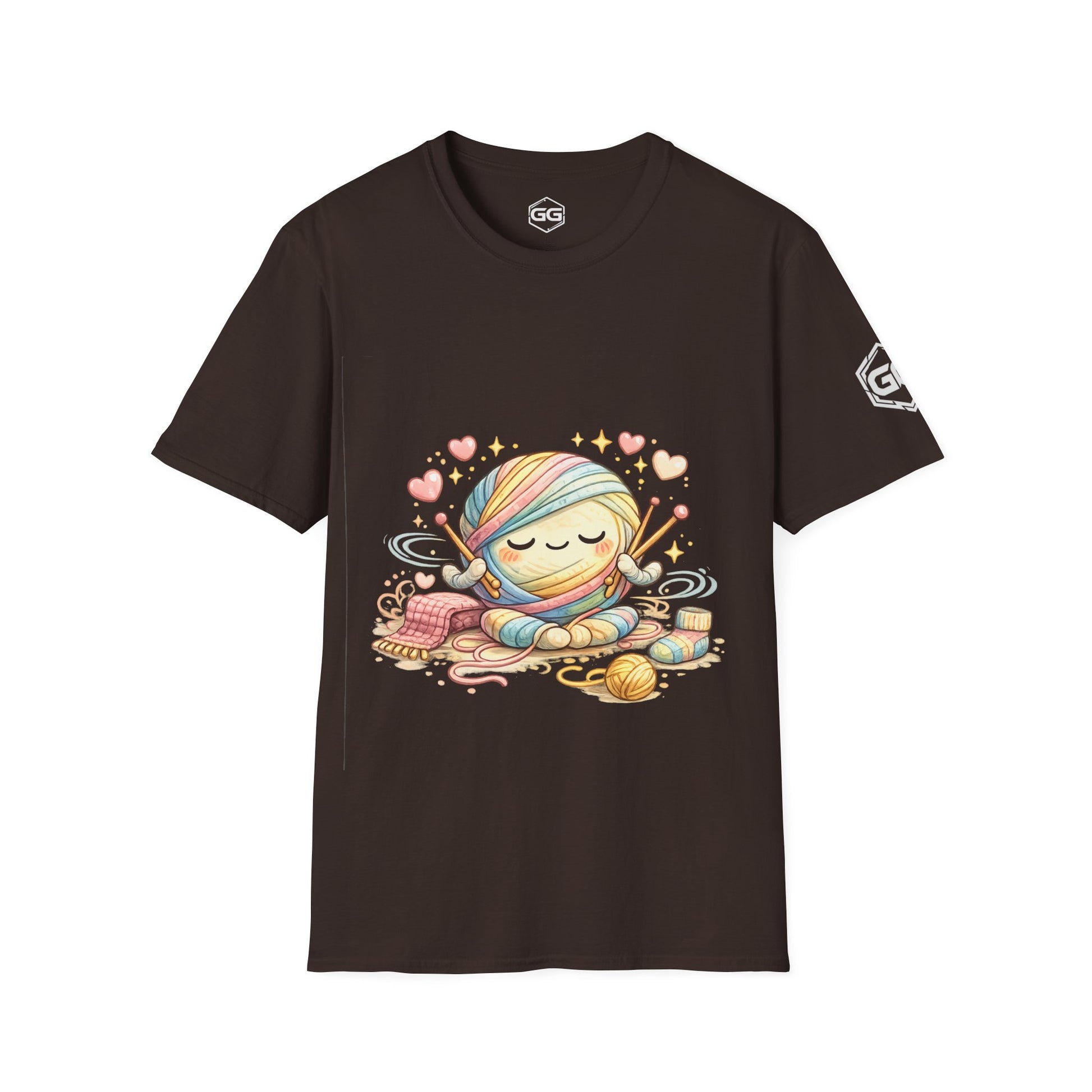 front:3 | Stricken ist mein Yoga T-Shirt – Vorderansicht in Dunkelbraun
