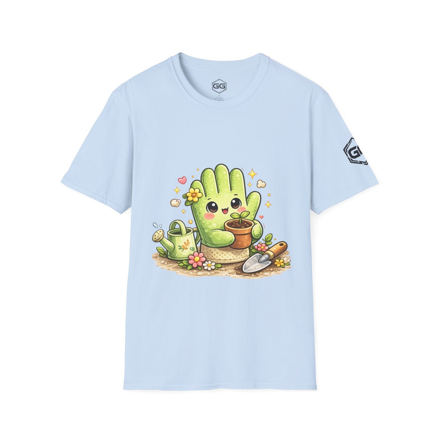 front:7 | Grüner Daumen T-Shirt – Vorderansicht in Hellblau