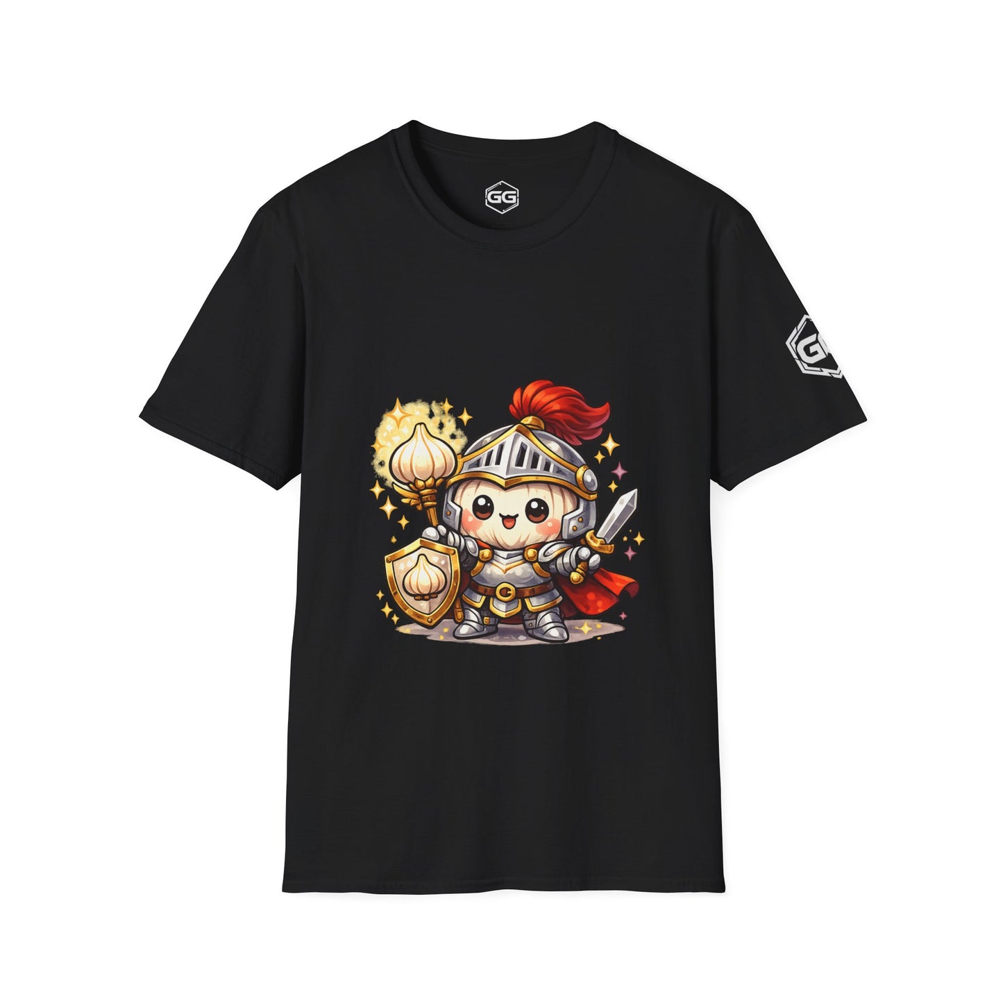 front:1 | Knoblauch Ritter T-Shirt – Vorderansicht in Schwarz