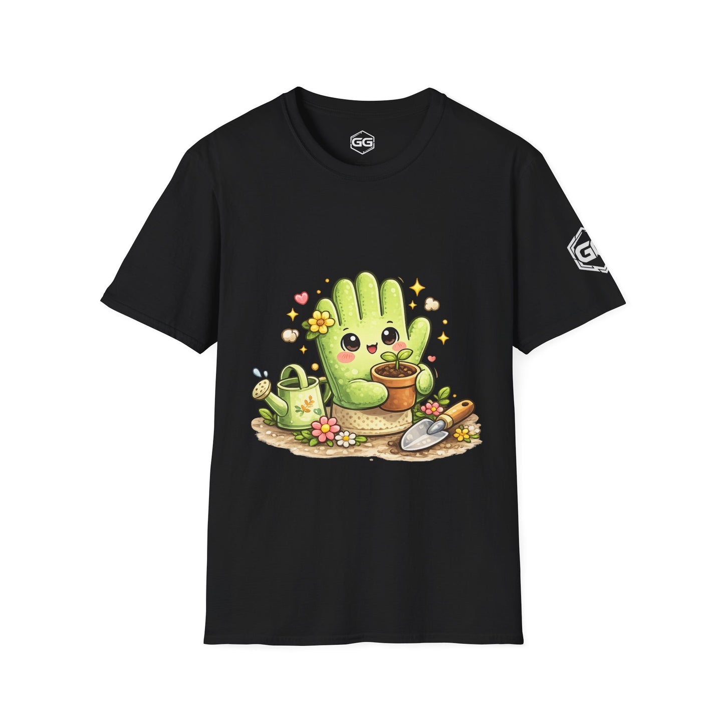 front:1 | Grüner Daumen T-Shirt – Vorderansicht in Schwarz