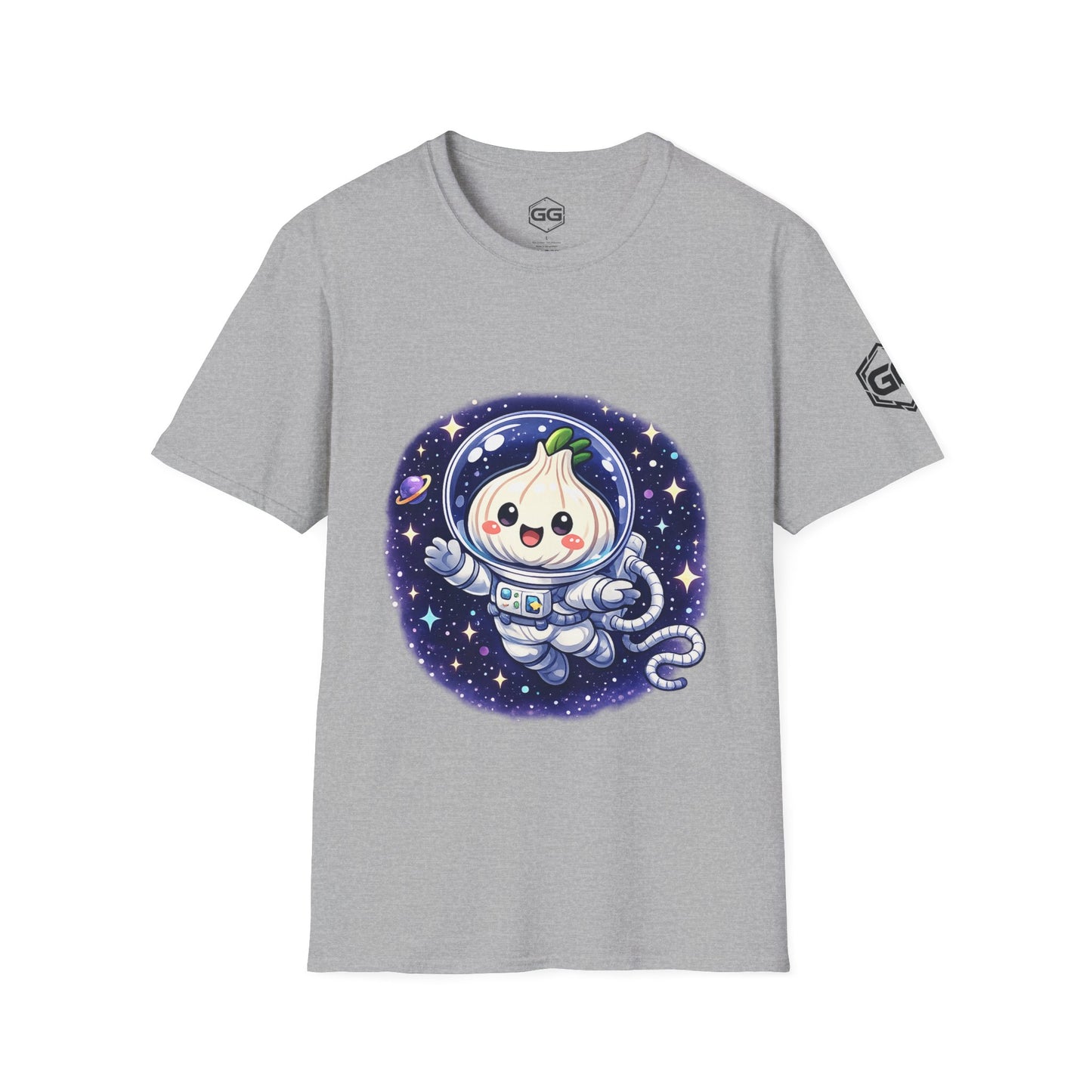 front:2 | Knoblauch Astronaut T-Shirt – Vorderansicht in Sportgrau