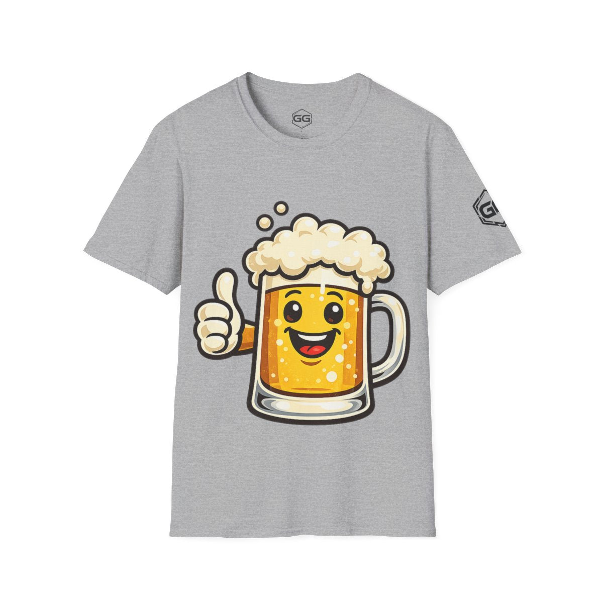 front:2 | Lustiger Bierkrug – Unisex T-Shirt – Vorderansicht in Sportgrau