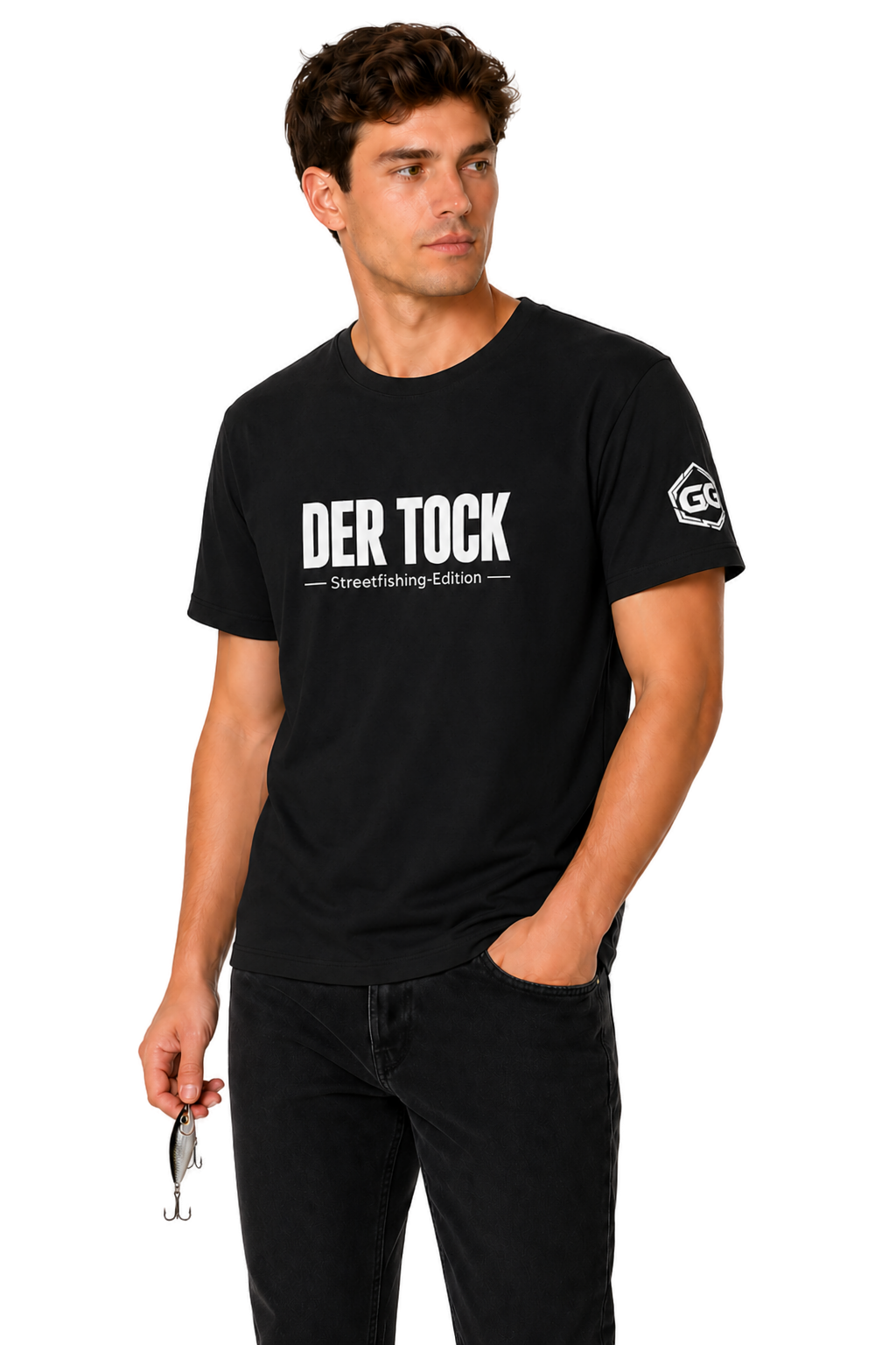 model:1:m | The Bite – Streetfishing T-Shirt – Model photo in Black – Man