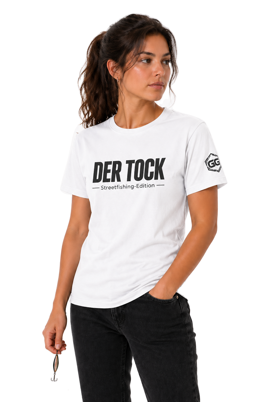 model:0:f | The Bite – Streetfishing T-Shirt – Model photo in White – Woman
