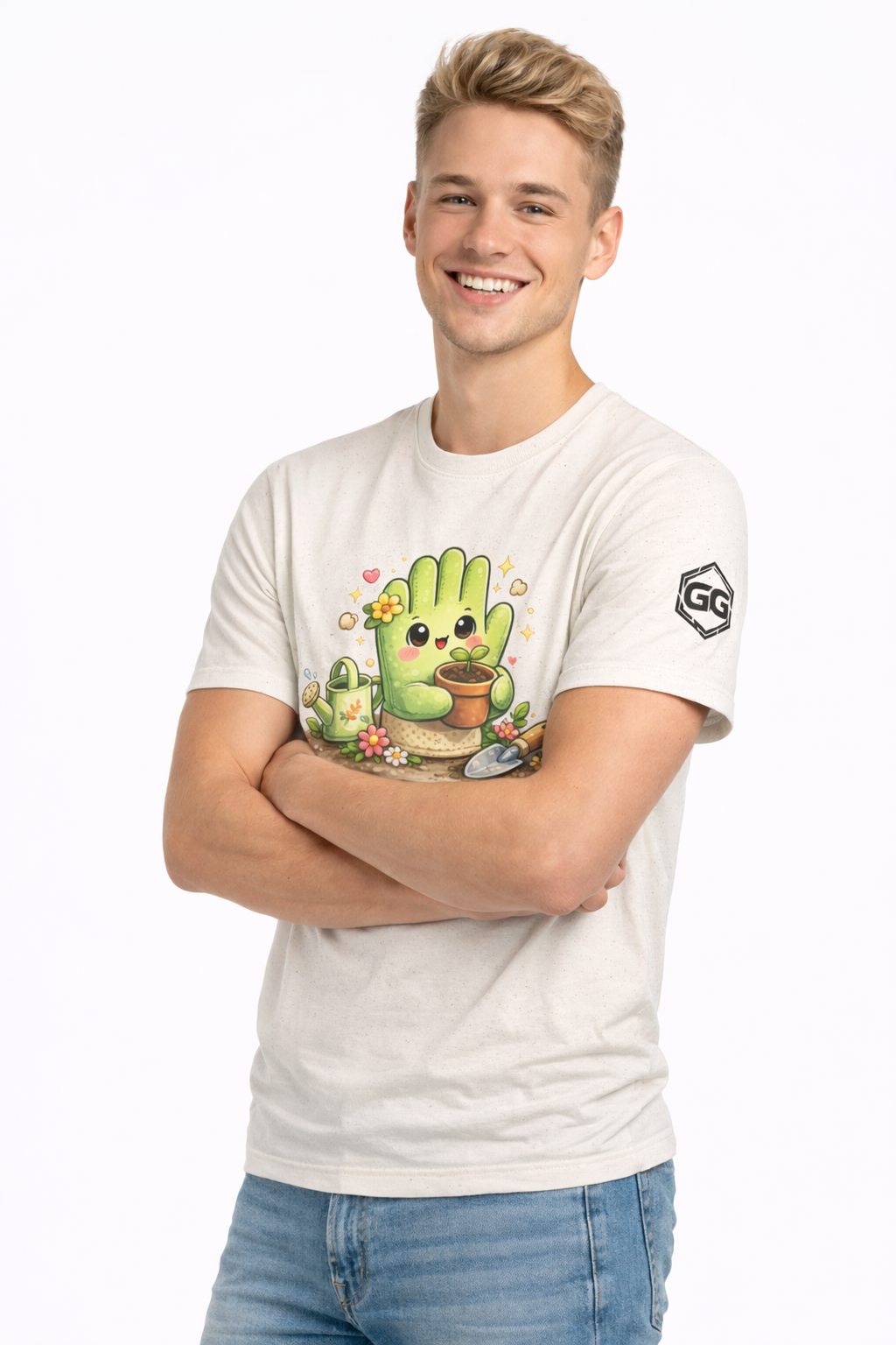 model:4:m | Grüner Daumen T-Shirt – Modelfoto in Natur – Mann