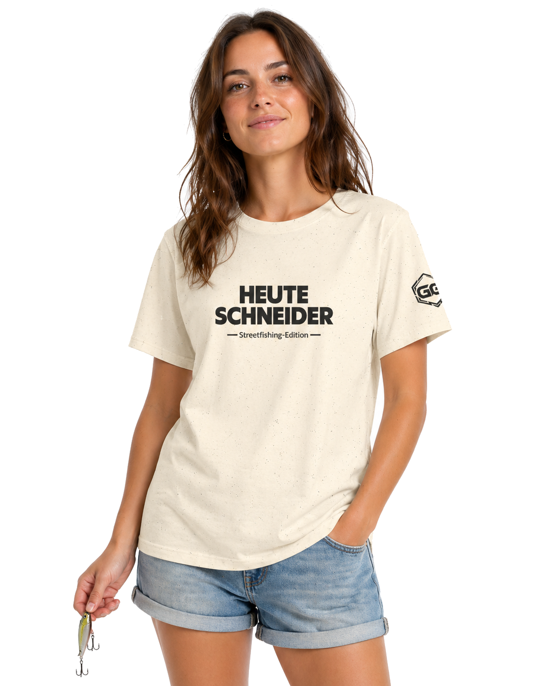 model:4:f | Skunked Today T-Shirt — Streetfishing Edition – Model photo in Natural – Woman