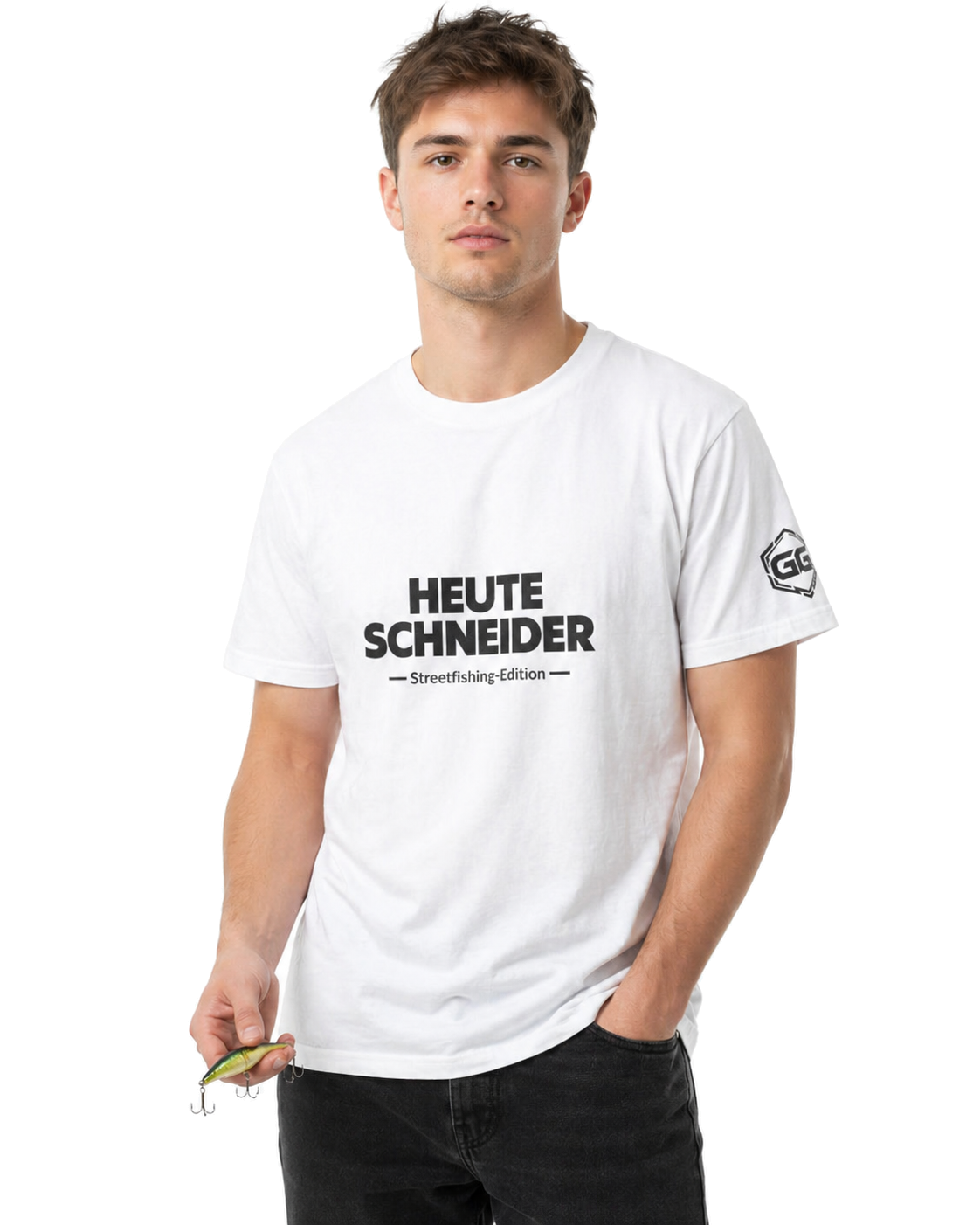 model:0:m | Skunked Today T-Shirt — Streetfishing Edition – Model photo in White – Man
