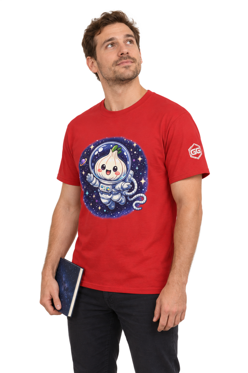 model:10:m | Knoblauch Astronaut T-Shirt – Model photo in Red – Man