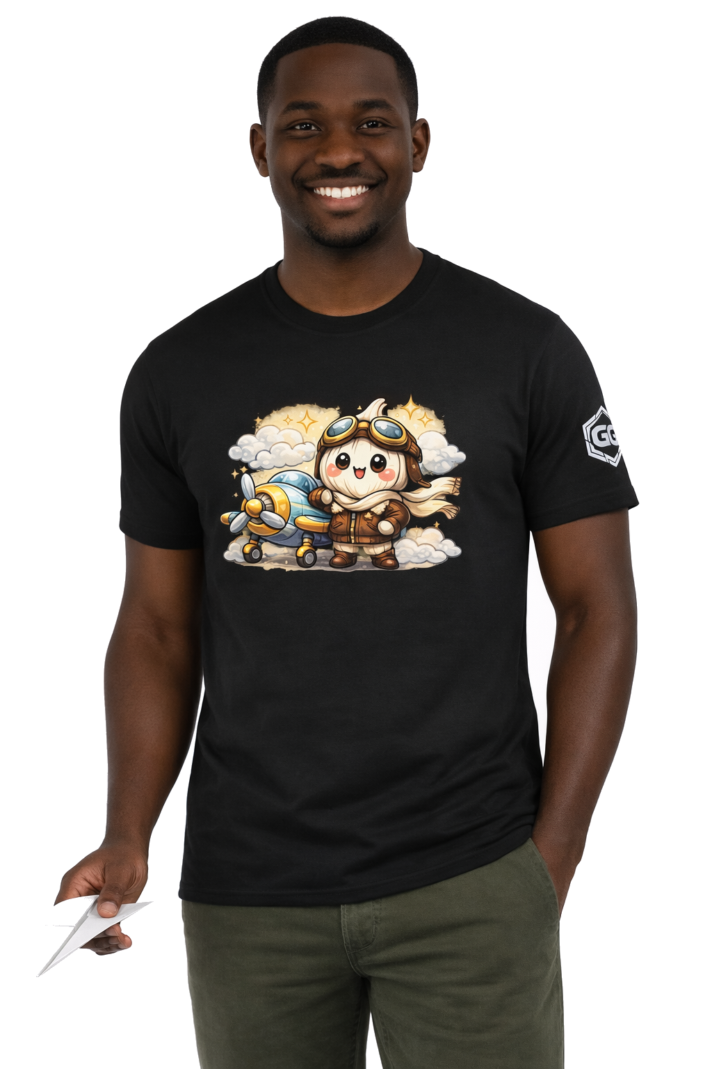 model:1:m | Knoblauch Pilot T-Shirt – Model photo in Black – Man