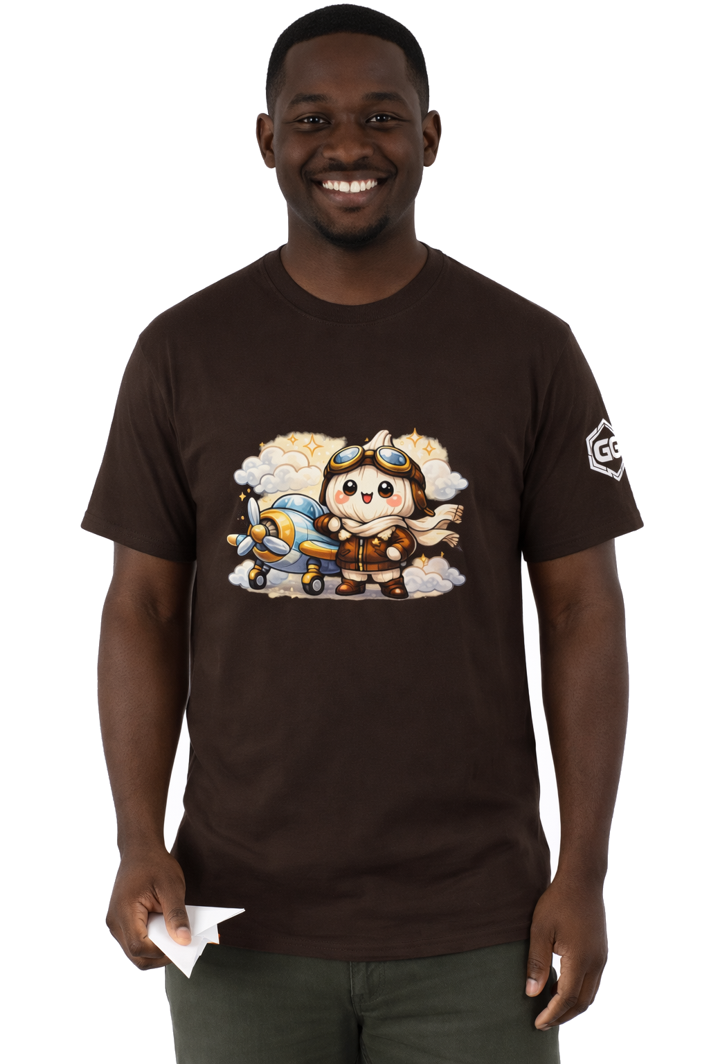 model:3:m | Knoblauch Pilot T-Shirt – Model photo in Dark Chocolate – Man