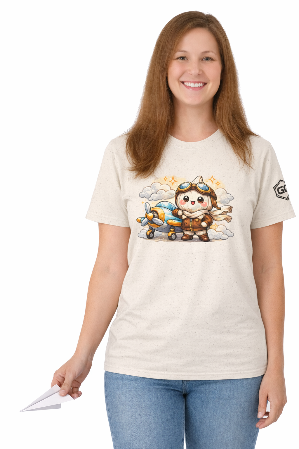 model:4:f | Knoblauch Pilot T-Shirt – Model photo in Natural – Woman