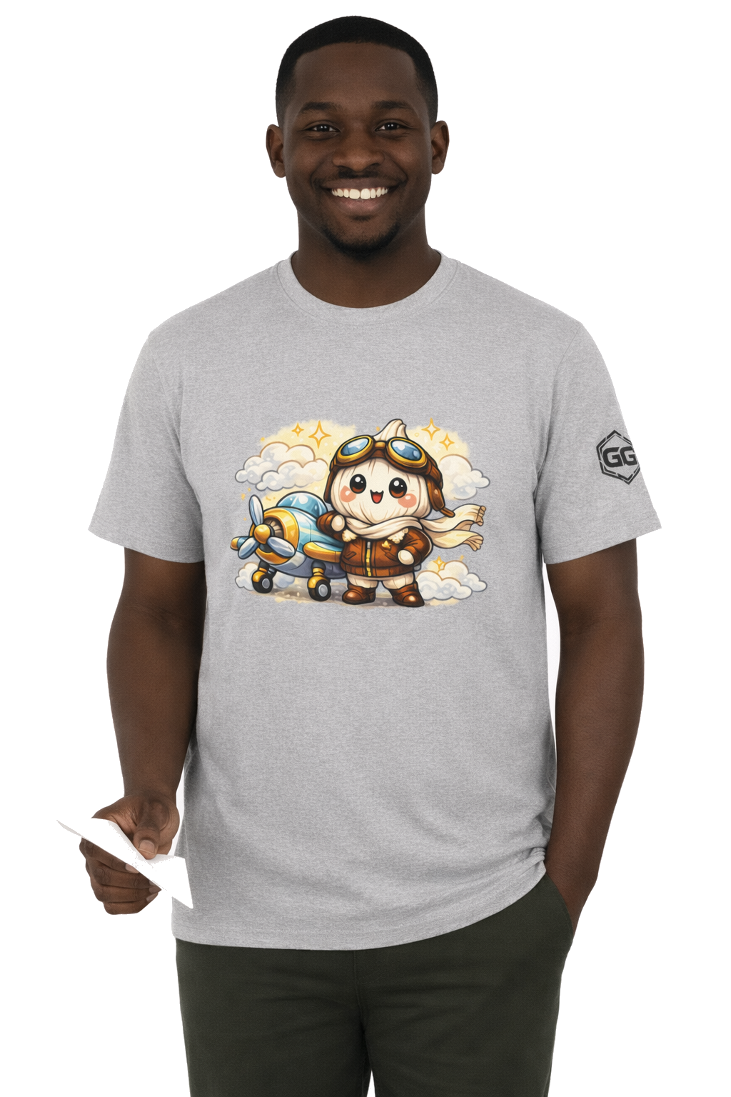 model:2:m | Knoblauch Pilot T-Shirt – Model photo in Sport Grey – Man