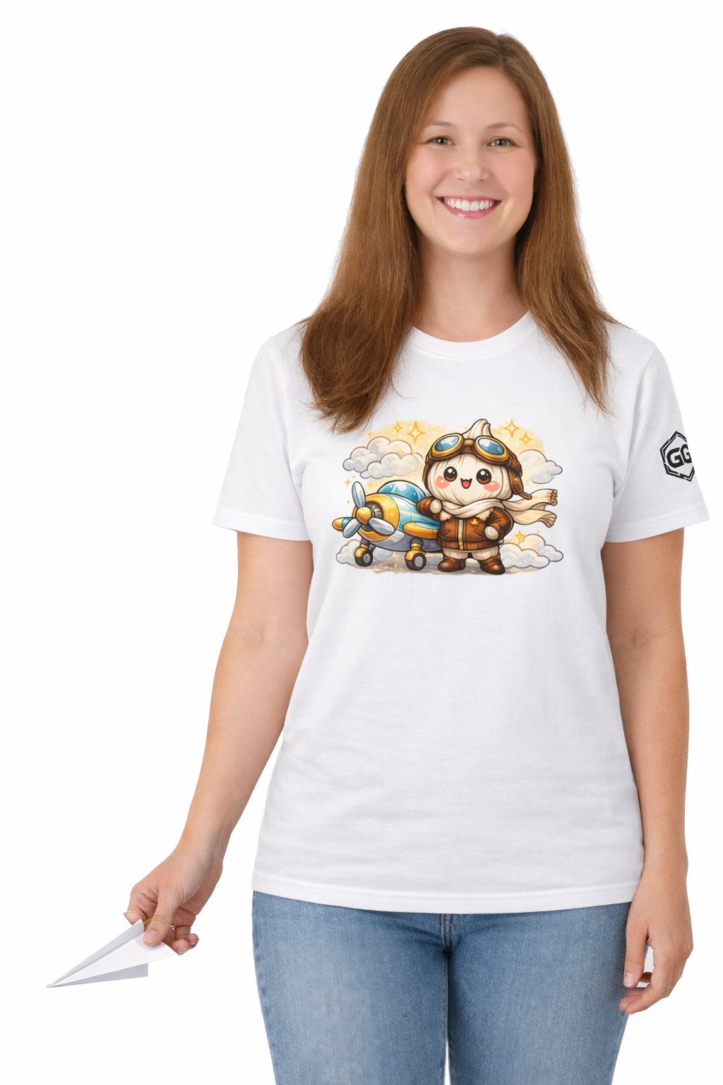 model:0:f | Knoblauch Pilot T-Shirt – Model photo in White – Woman