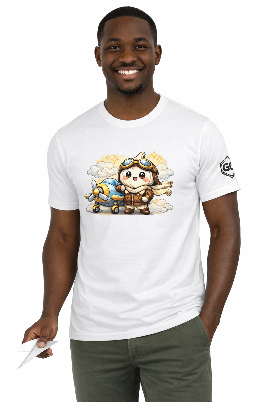 model:0:m | Knoblauch Pilot T-Shirt – Model photo in White – Man