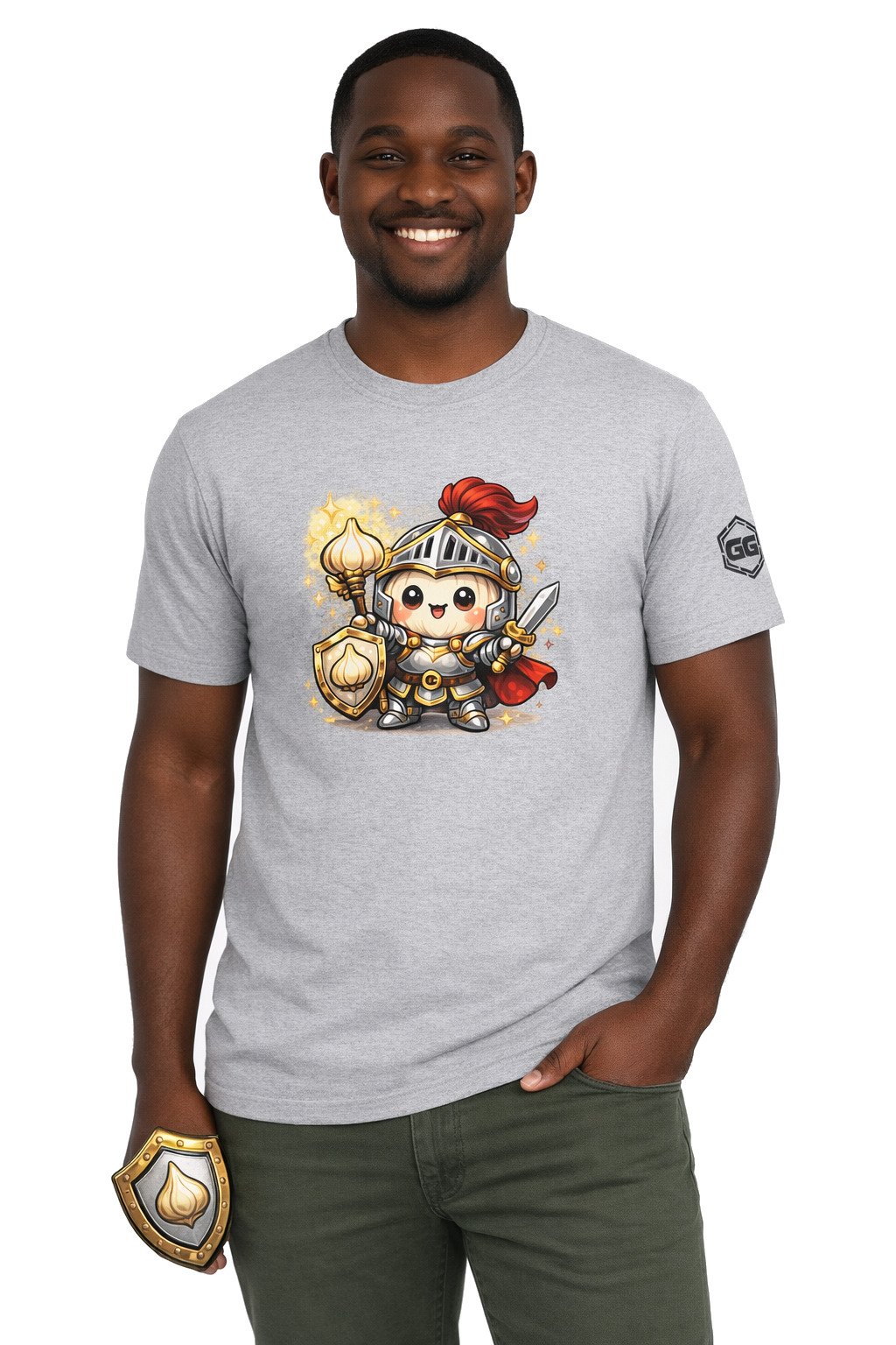 model:2:m | Knoblauch Ritter T-Shirt – Model photo in Sport Grey – Man