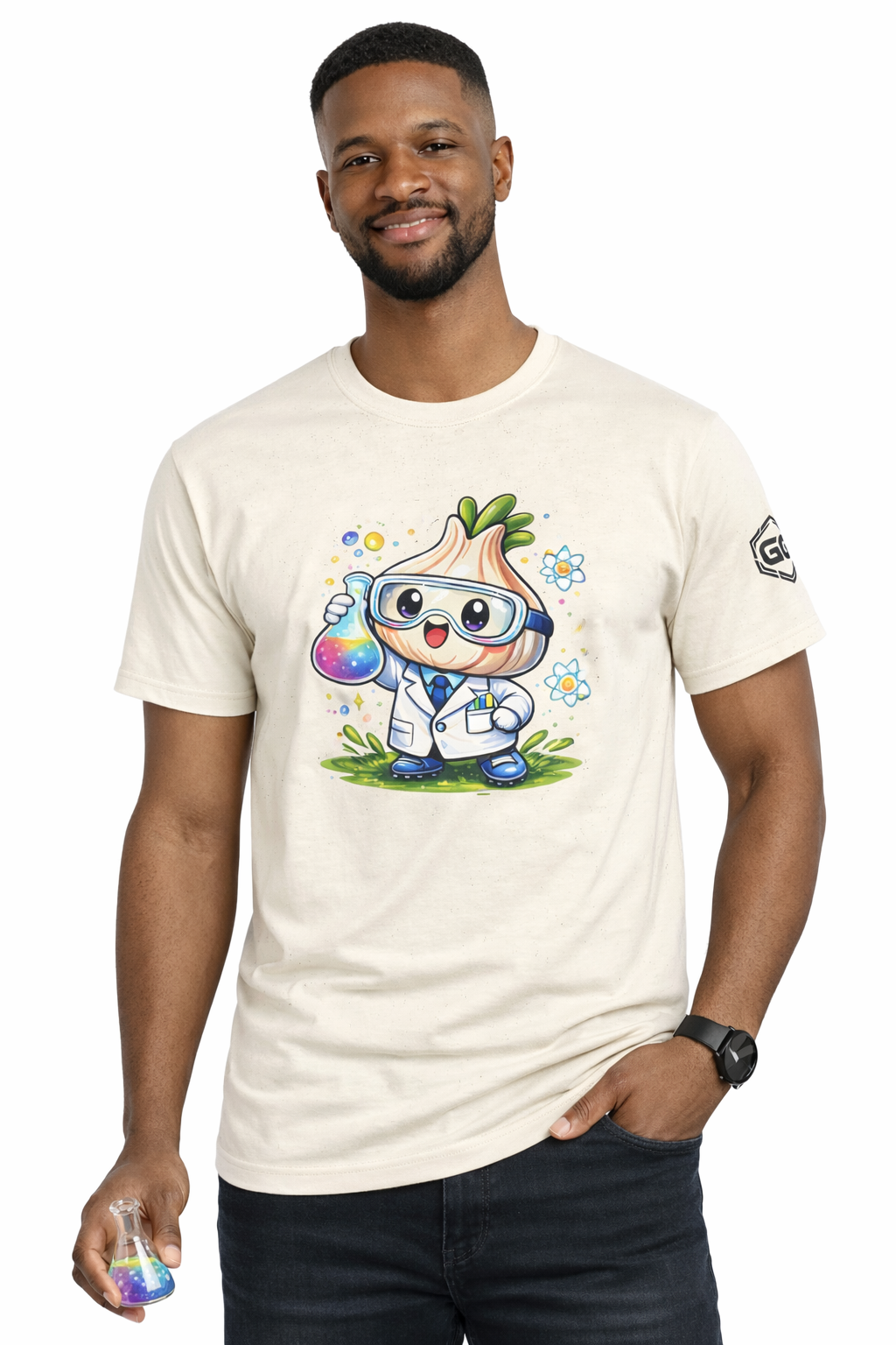 model:4:m | Garlic Scientist T-Shirt – Modelfoto in Natur – Mann