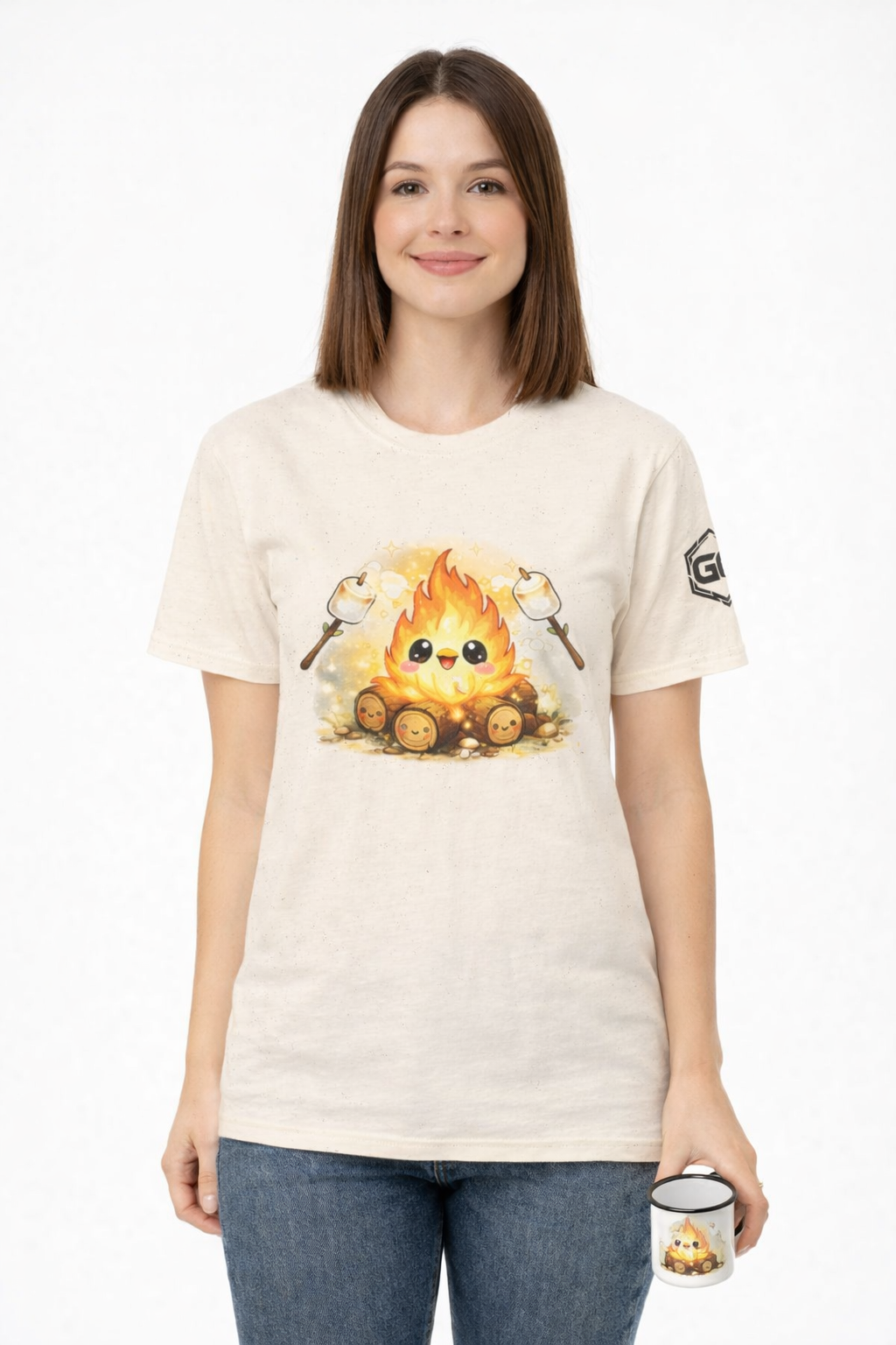 model:4:f | Campfire T-Shirt – Modelfoto in Natur – Frau