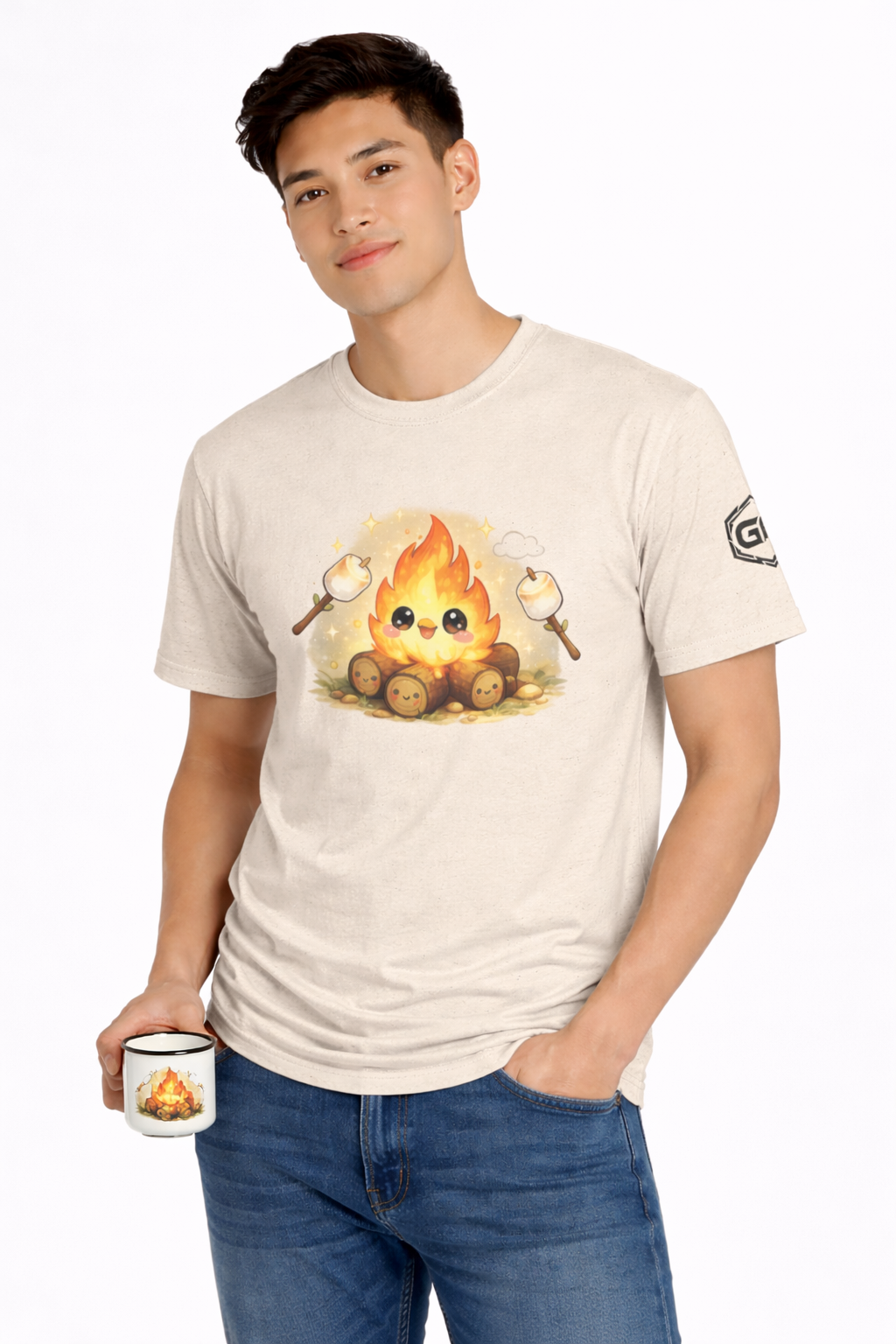 model:4:m | Campfire T-Shirt – Modelfoto in Natur – Mann