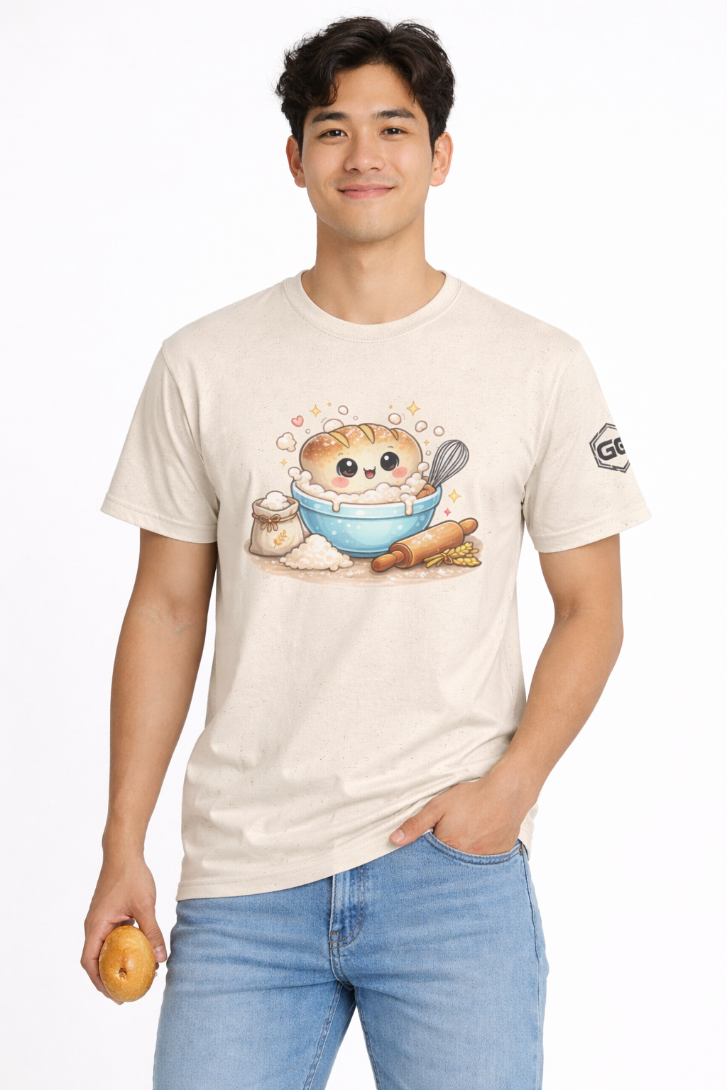 model:4:m | Sauerteig-Flüsterer T-Shirt – Modelfoto in Natur – Mann